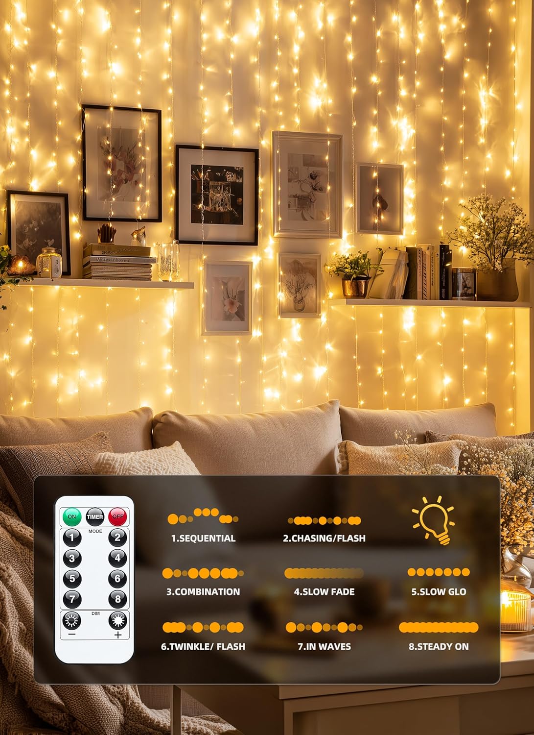 Brightown Fairy LED Curtain Lights Review: USB, Remote, 8 Modes for Decor - Image 4