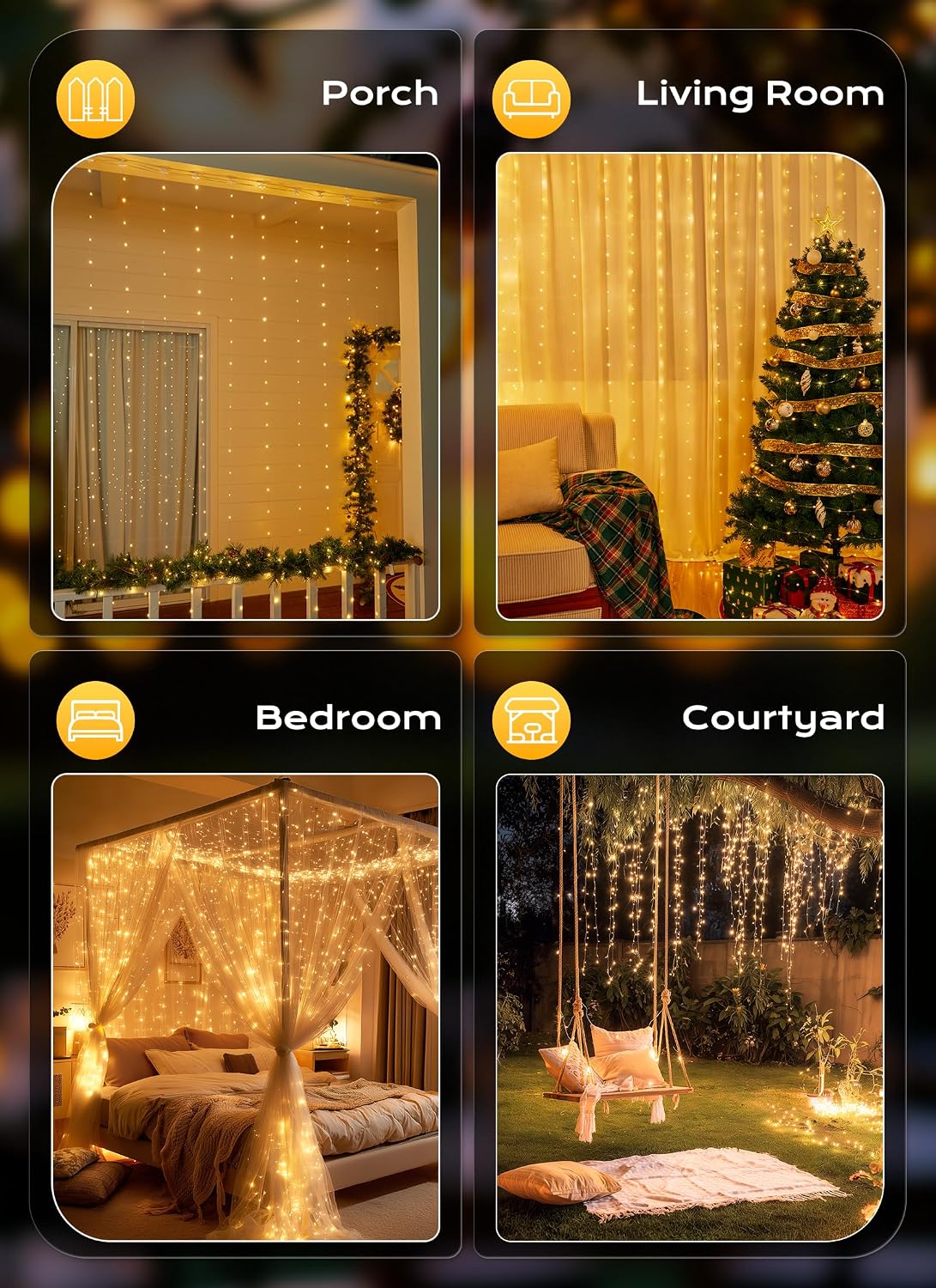 Brightown Fairy LED Curtain Lights Review: USB, Remote, 8 Modes for Decor - Image 5