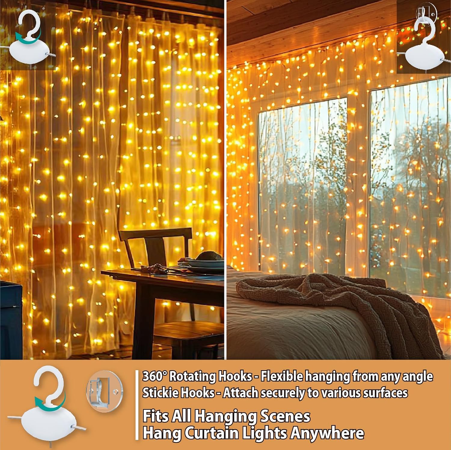 Review: HXWEIYE Dimmable Warm White Fairy Curtain Lights (USB, Remote) - Image 3