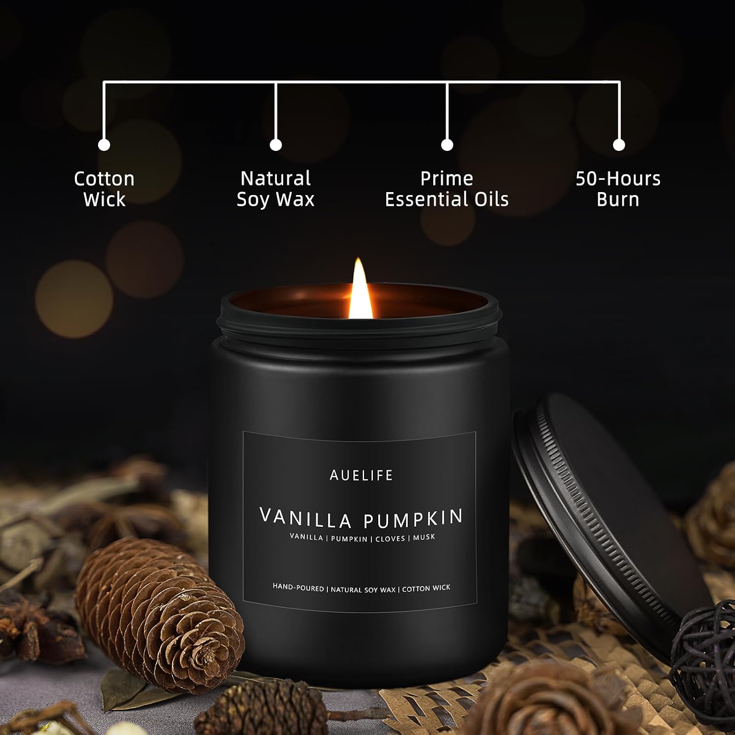 Fall Vanilla Pumpkin Soy Candle - 50 Hr Burn Decor & Gift - Image 4