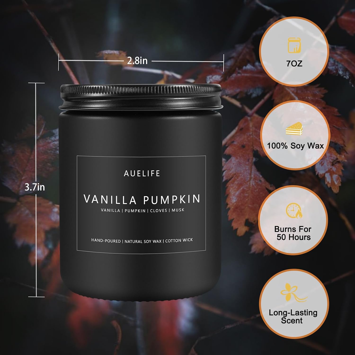 Fall Vanilla Pumpkin Soy Candle - 50 Hr Burn Decor & Gift - Image 6