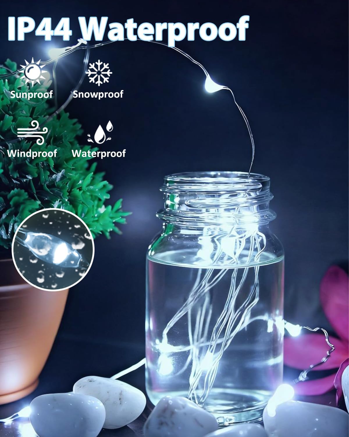 Review: 4-Pack Waterproof Battery Fairy Lights with Timer, 20ft Cool White LED (77 characters) - Image 3