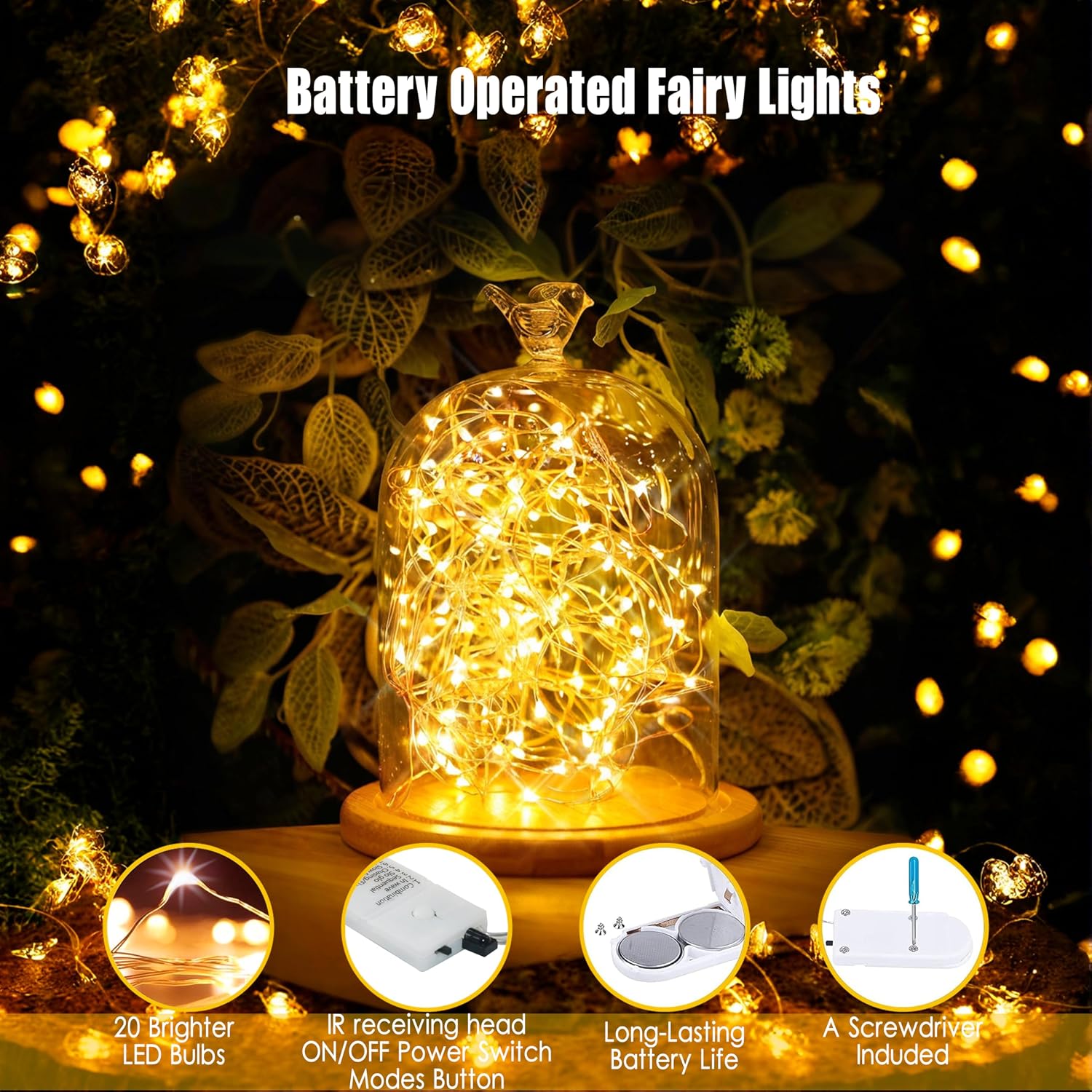 6-Pack Battery Fairy Lights: Remote, Timer, Waterproof Warm White Decor - Image 2