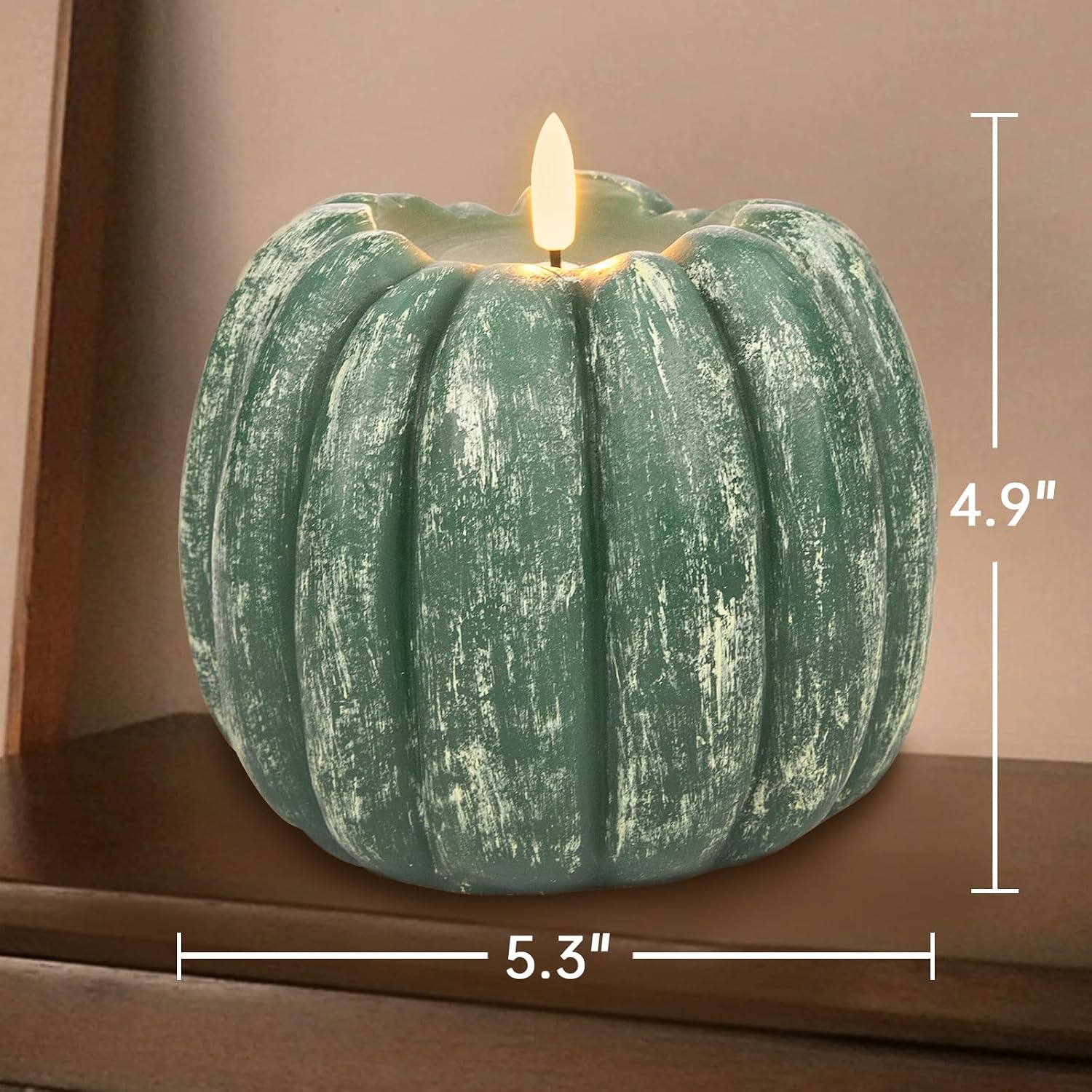 Fall Pumpkin LED Candle: Flameless, Flickering Wax, Timer Remote. - Image 4
