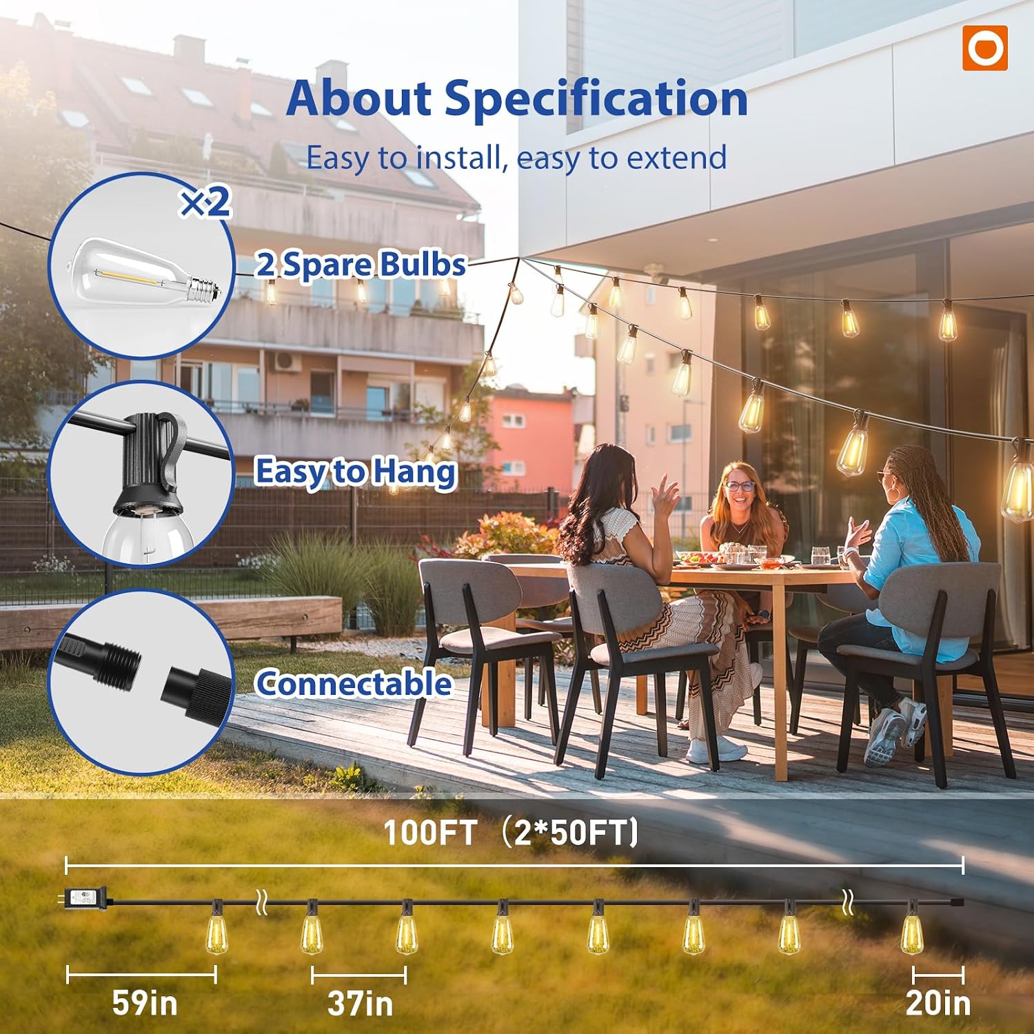 Addlon 100FT Outdoor LED String Lights Review: Shatterproof, Dimmable, Waterproof. - Image 3