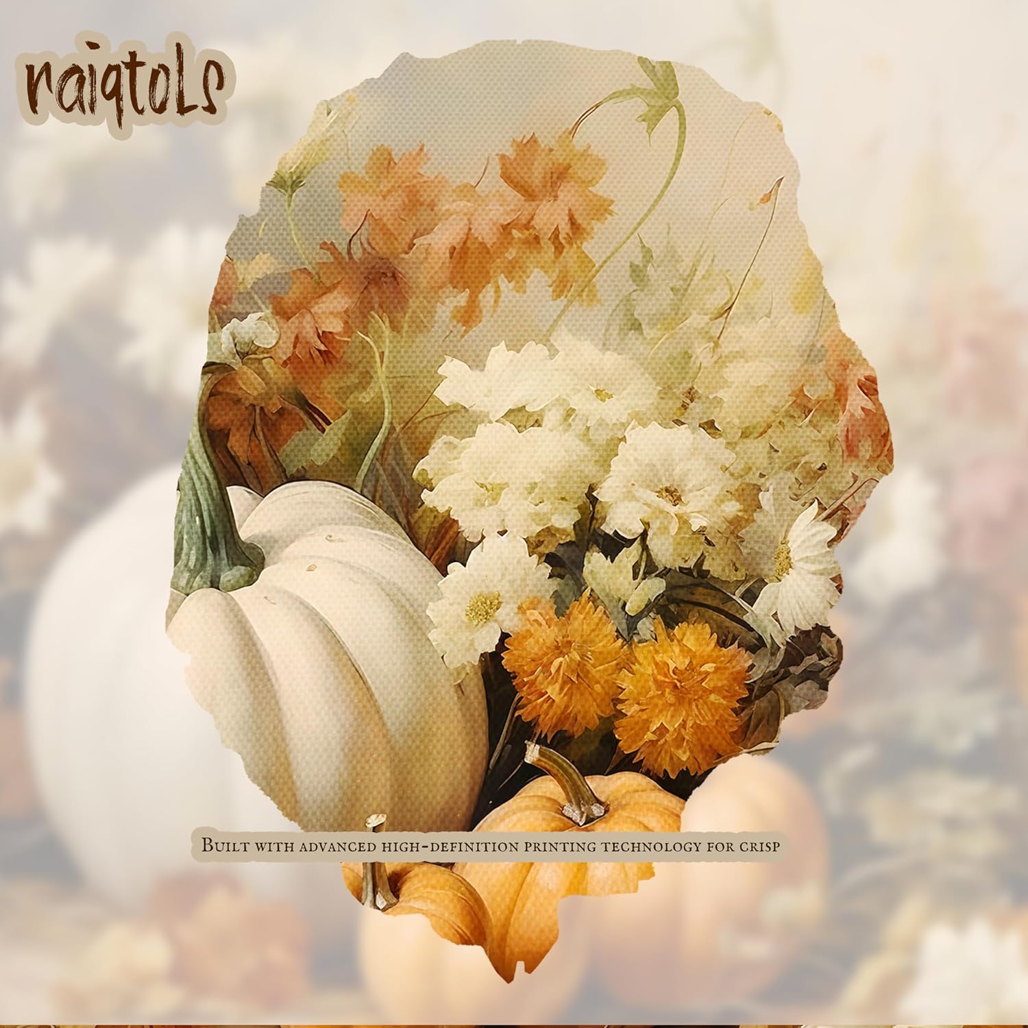 8x10" Rustic Farmhouse Framed White Pumpkin & Floral Fall Canvas Art - Image 7