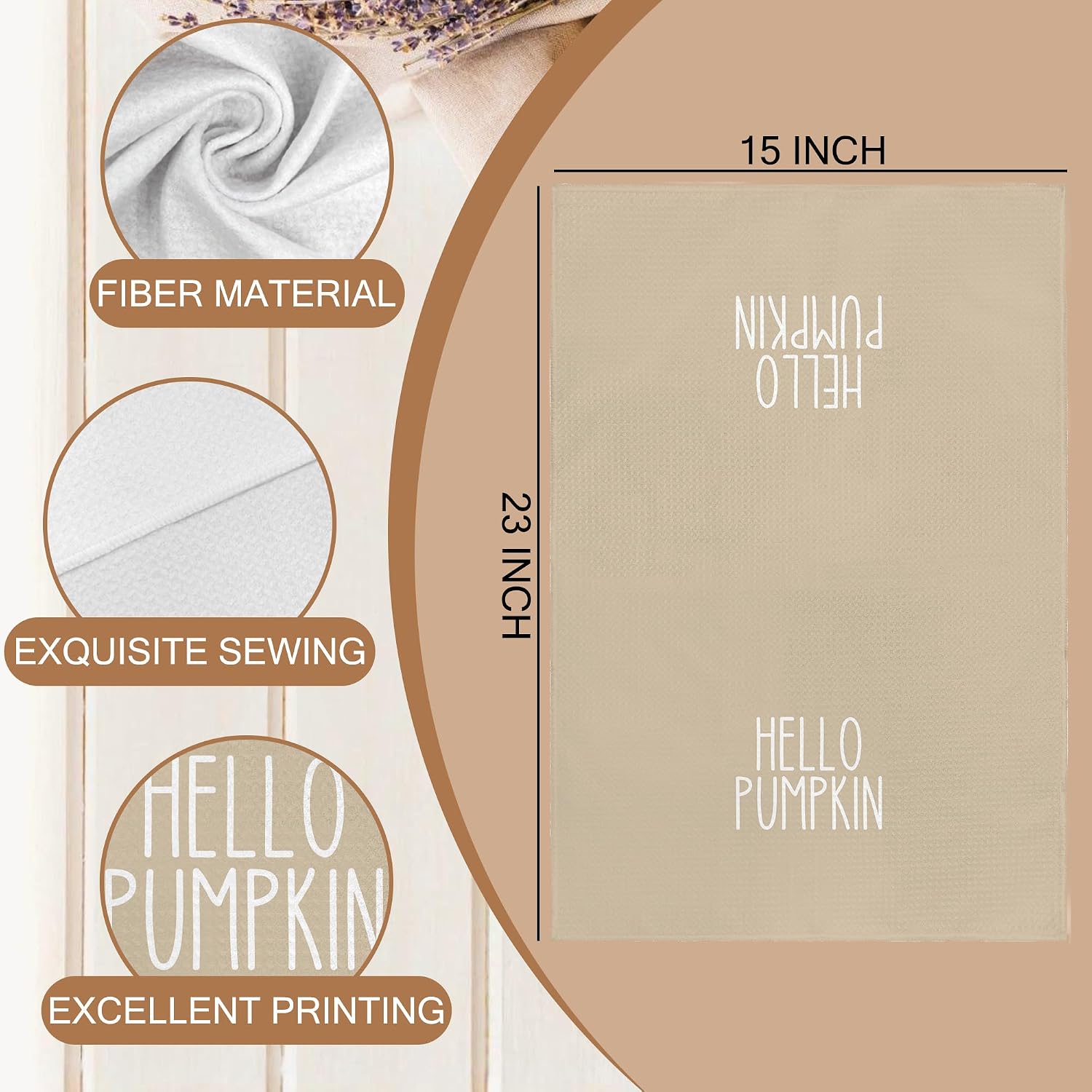 Boho Farmhouse Fall Pumpkin Tea Towels (Set of 2) for Kitchen & Bath Decor. - Image 7