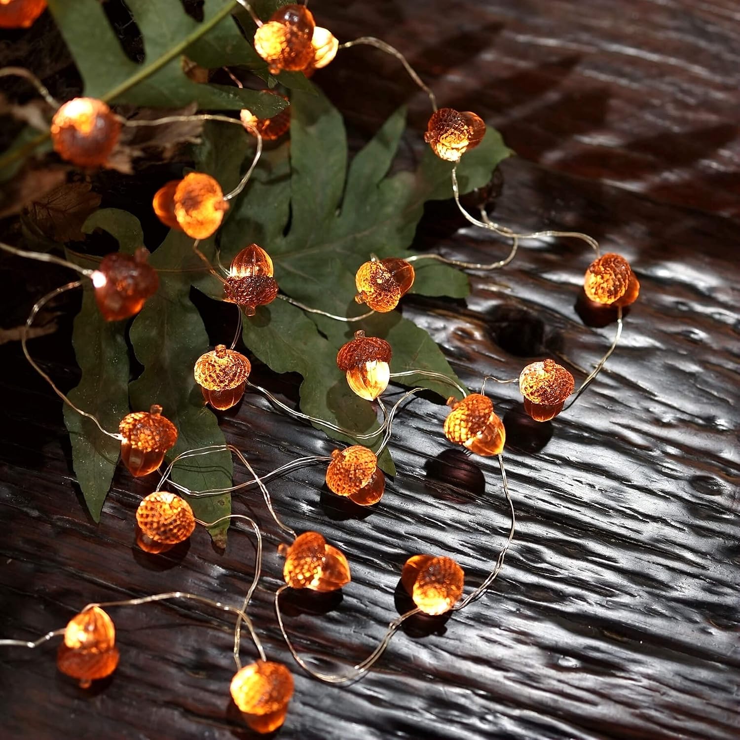 Fall Acorn Fairy String Lights - 30 LED, 10ft, Battery for Harvest & Thanksgiving Decor - Image 4