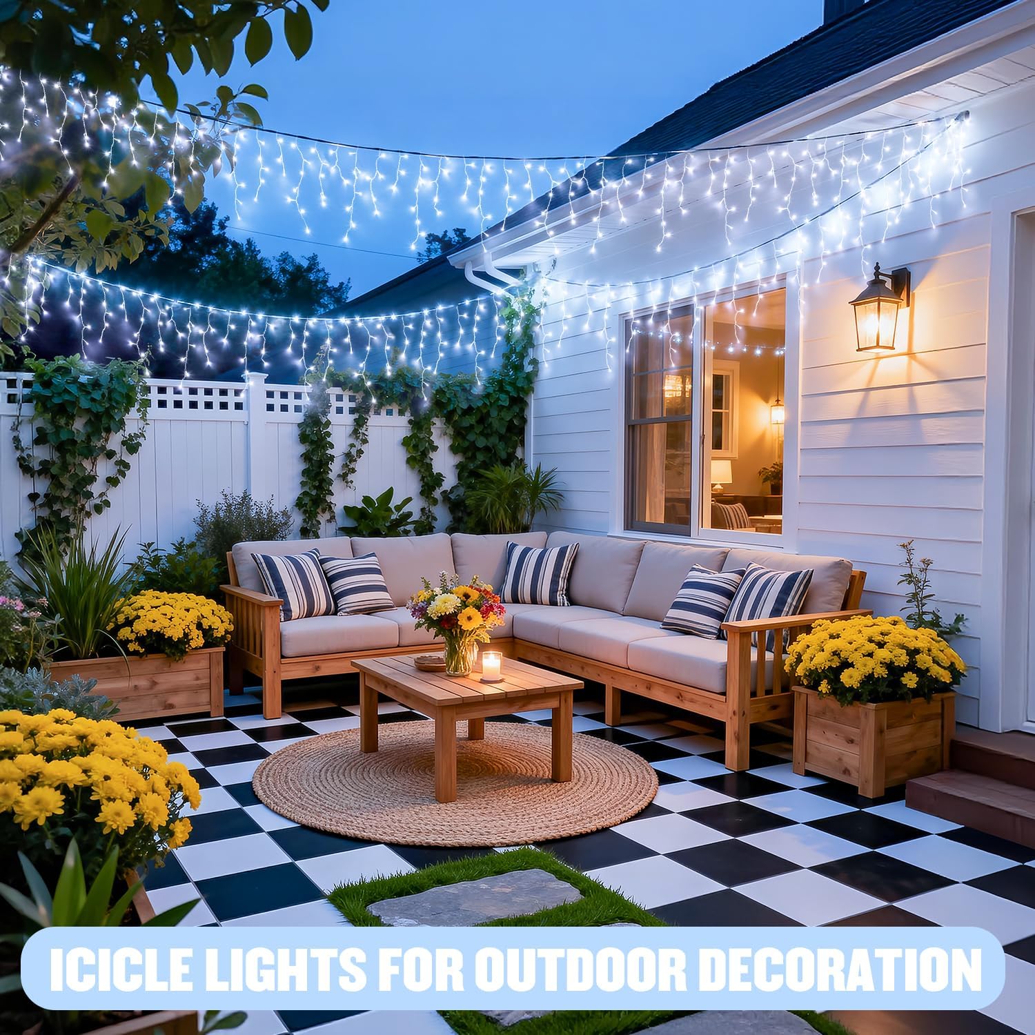 Connectable 38.8ft 400 LED White Icicle Lights for Outdoor/Indoor Decor - Image 6