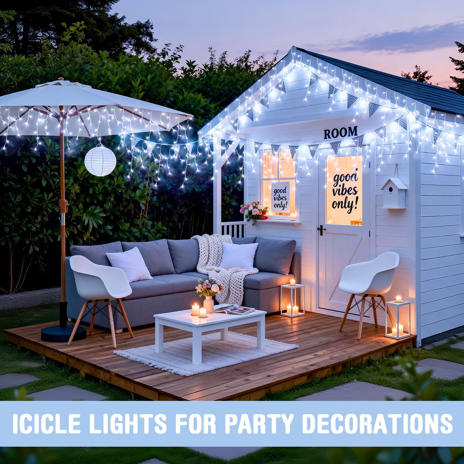Connectable 38.8ft 400 LED White Icicle Lights for Outdoor/Indoor Decor - Image 8