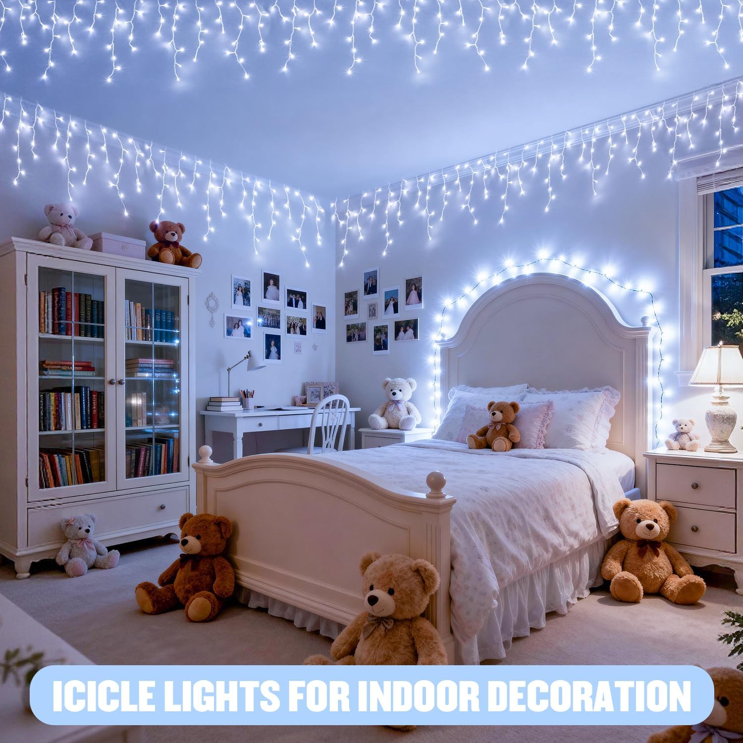 Connectable 38.8ft 400 LED White Icicle Lights for Outdoor/Indoor Decor - Image 9