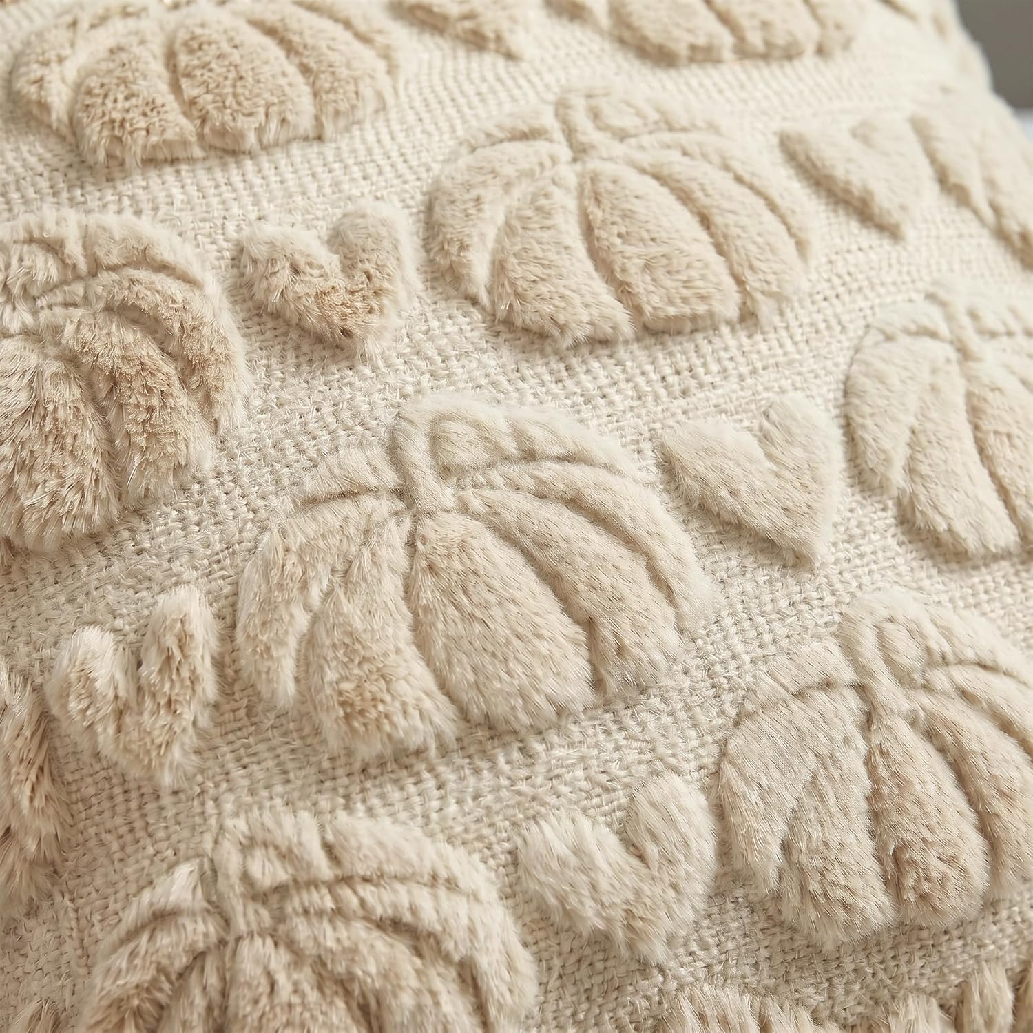 18x18 Beige Pumpkin Fall Plush Faux Fur Throw Pillow Covers (Set of 2) - Image 6