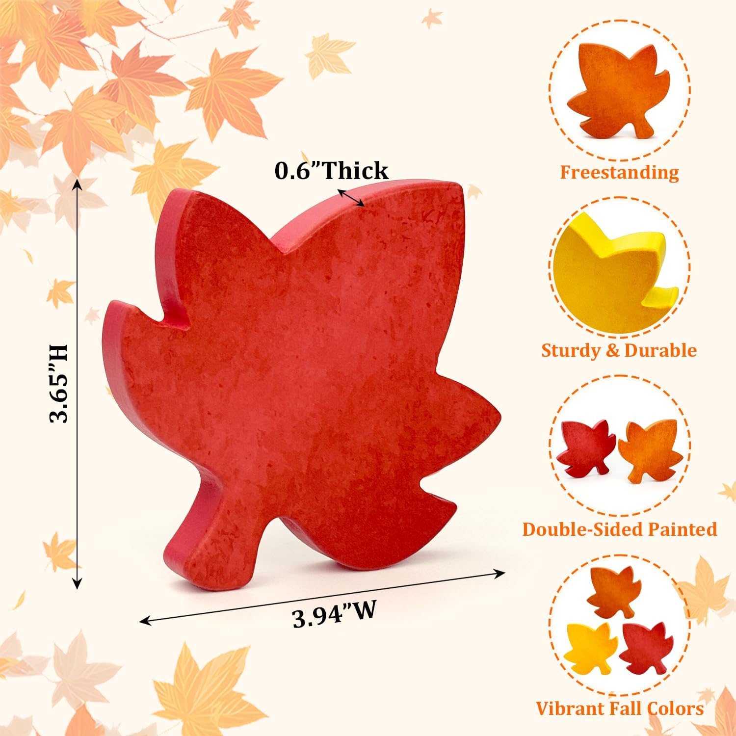 Fall Decor 3PC: Maple Centerpiece, Autumn Leaves & Wood Signs. - Image 3