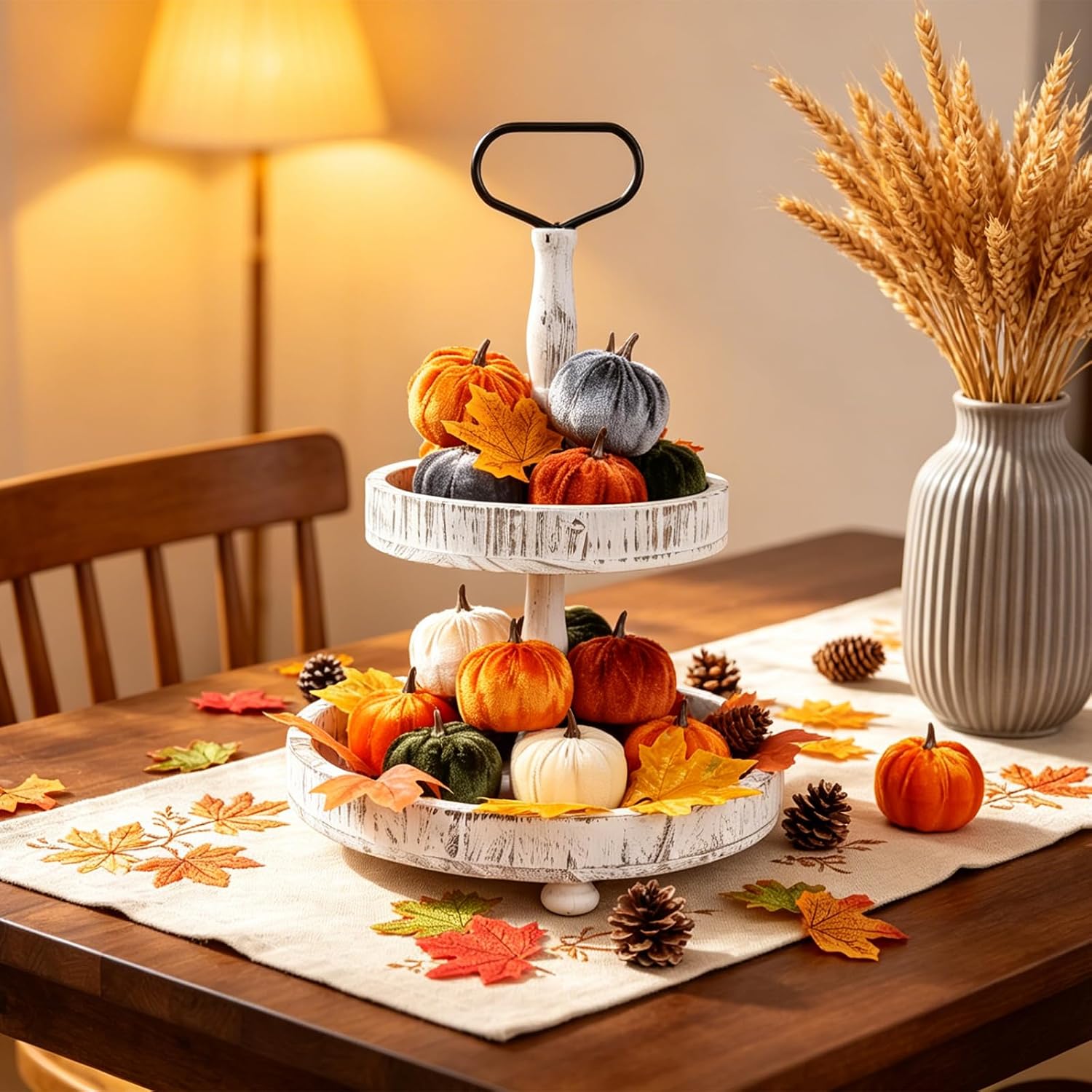 15pc Faux Flocked Foam Mini Pumpkins for Fall Harvest & Thanksgiving Decor - Image 4