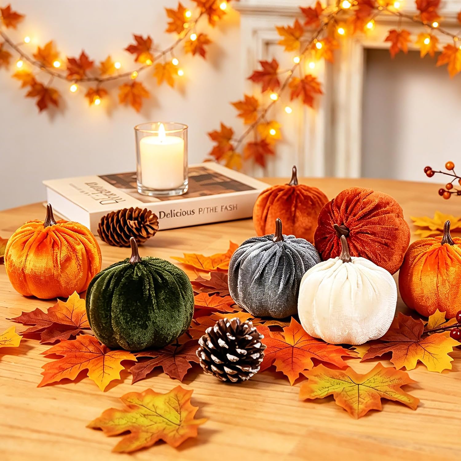 15pc Faux Flocked Foam Mini Pumpkins for Fall Harvest & Thanksgiving Decor - Image 5