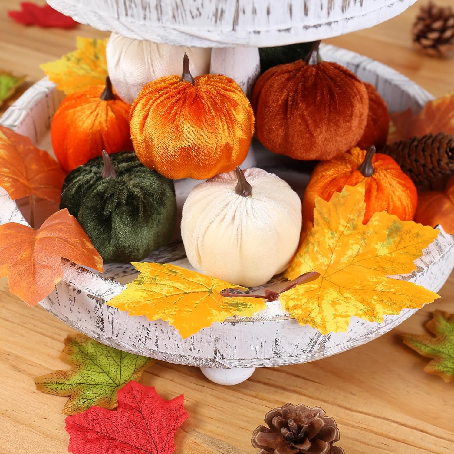 15pc Faux Flocked Foam Mini Pumpkins for Fall Harvest & Thanksgiving Decor - Image 6