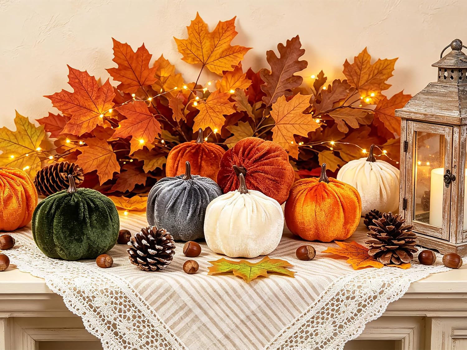 15pc Faux Flocked Foam Mini Pumpkins for Fall Harvest & Thanksgiving Decor - Image 7