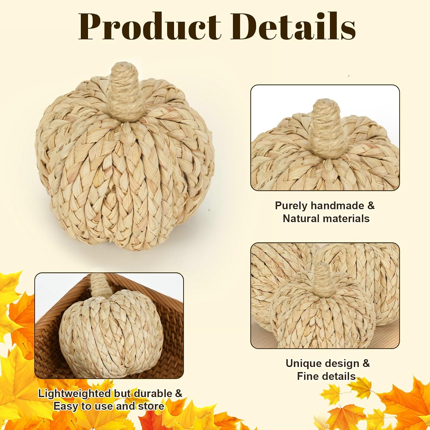 Naturevibe Set of 6 Braided Cornhusk 4.3" Pumpkins Fall Decor Review - Image 3