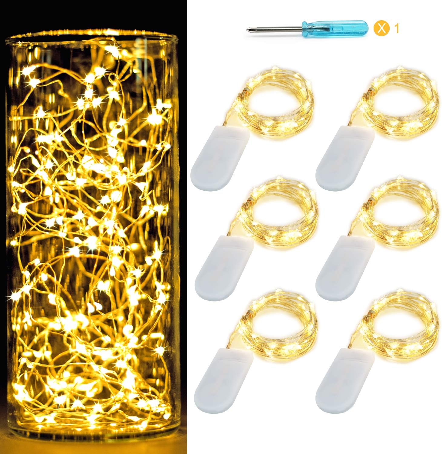 Review: 6x 7ft Waterproof Micro LED Fairy Lights, Warm White, CR2032, 8-Mode - Image 4