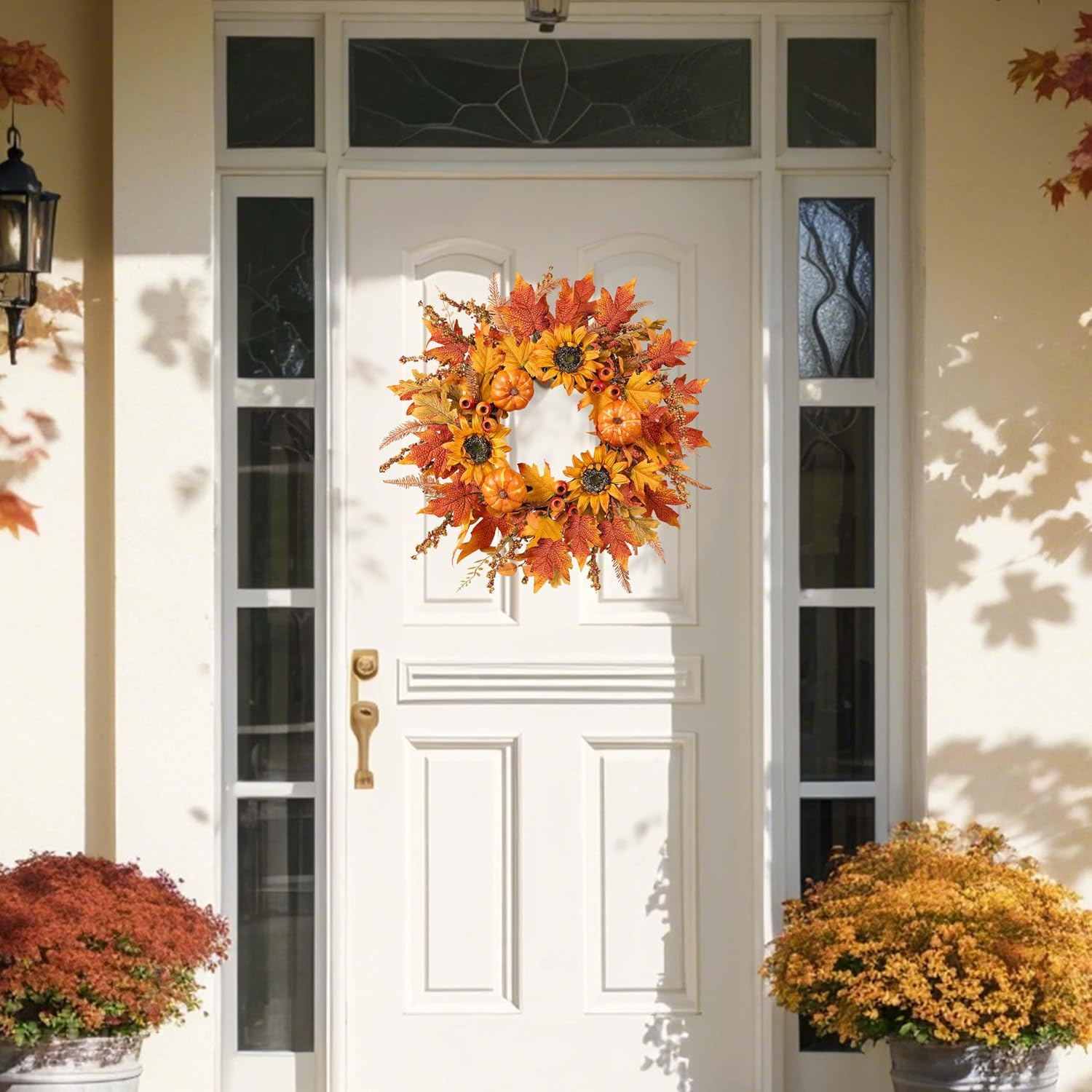 24" Fall Wreath Review: Pumpkins, Sunflowers, Berries for Autumn Front Door - Image 3