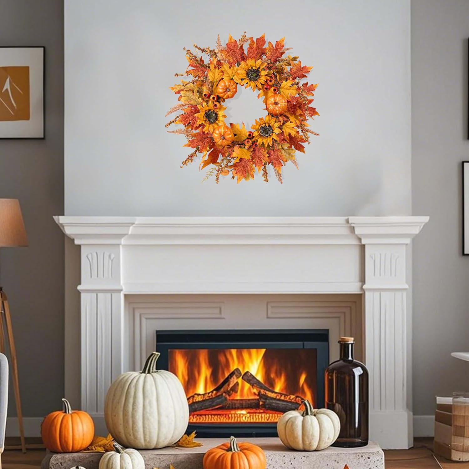 24" Fall Wreath Review: Pumpkins, Sunflowers, Berries for Autumn Front Door - Image 5