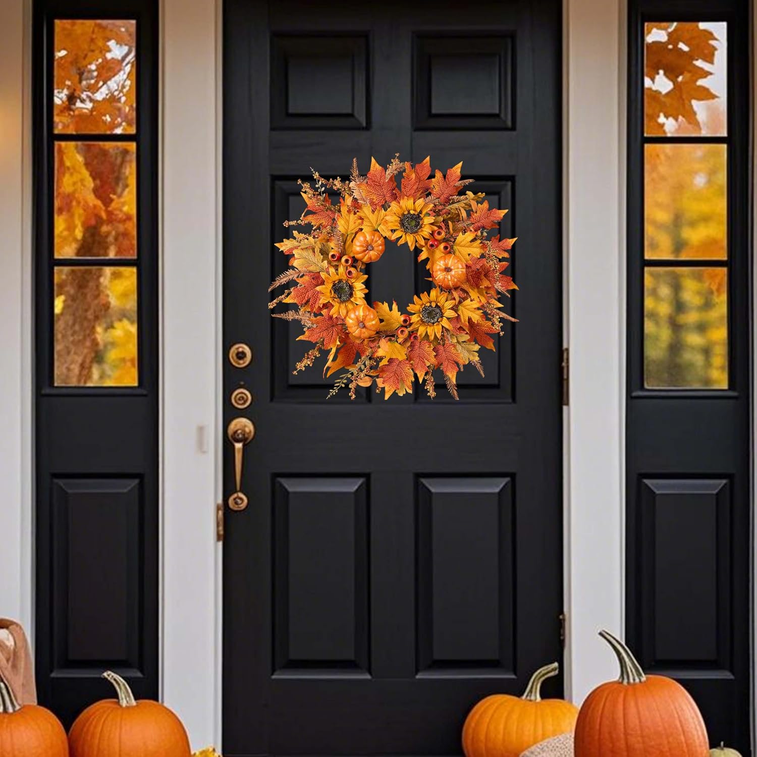 24" Fall Wreath Review: Pumpkins, Sunflowers, Berries for Autumn Front Door - Image 7