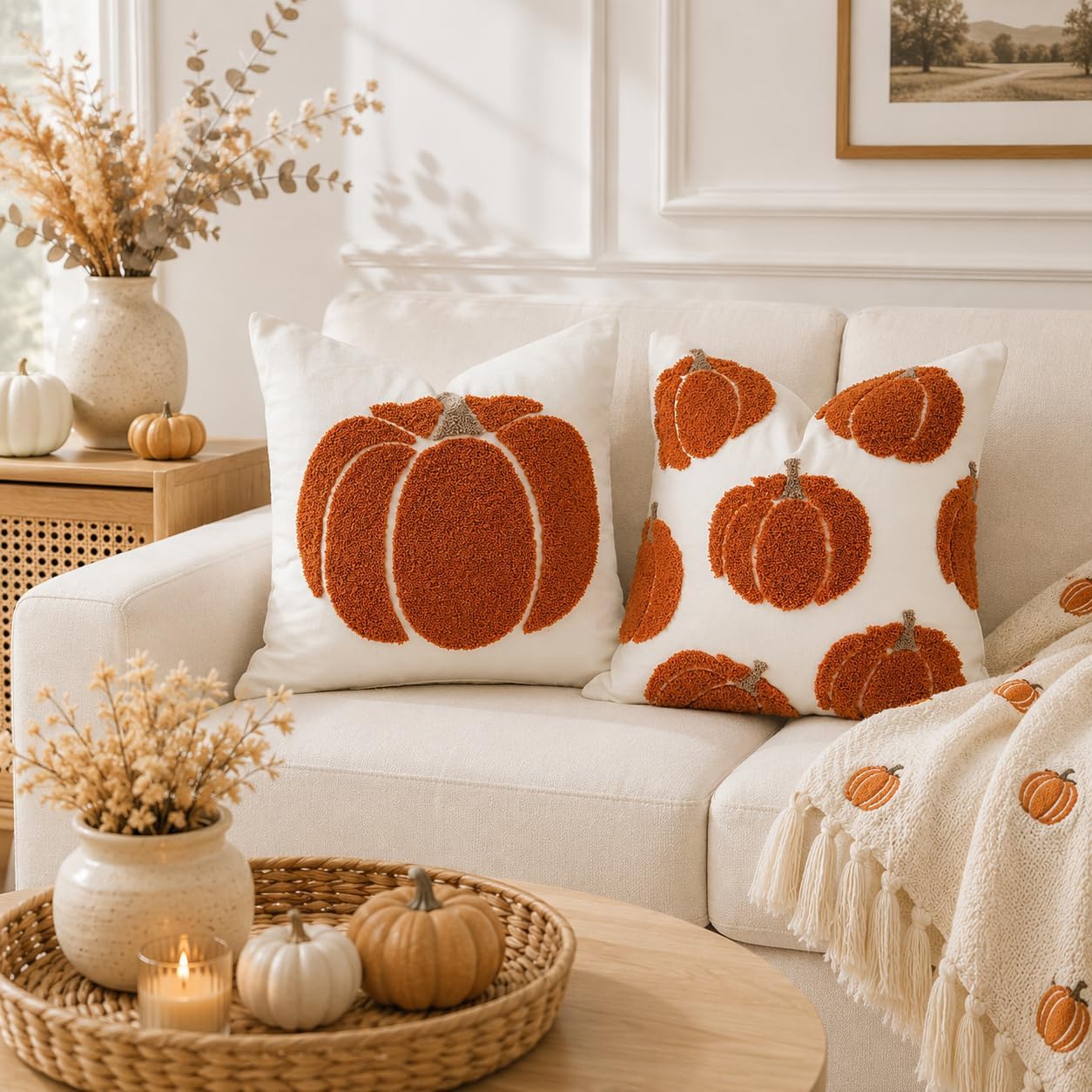 Review: Caramel Orange Tufted Fall Pumpkin 18x18 Pillow Covers (Pair) - Image 2