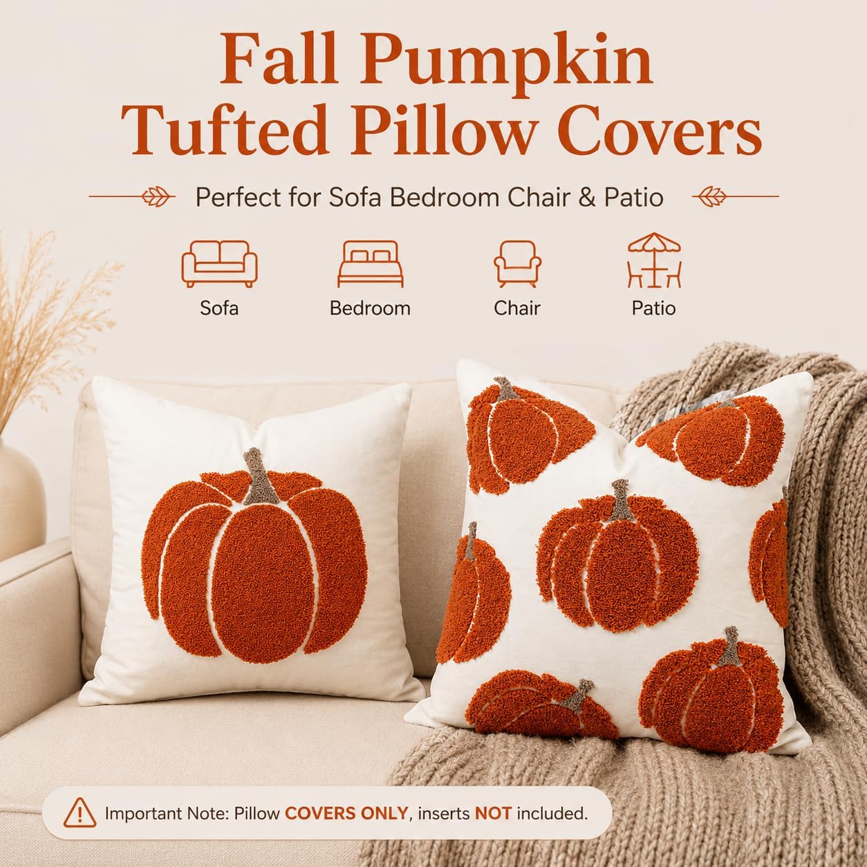 Review: Caramel Orange Tufted Fall Pumpkin 18x18 Pillow Covers (Pair) - Image 4