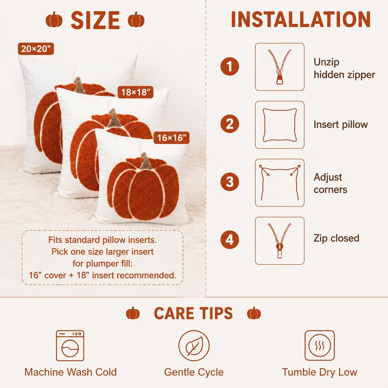 Review: Caramel Orange Tufted Fall Pumpkin 18x18 Pillow Covers (Pair) - Image 7