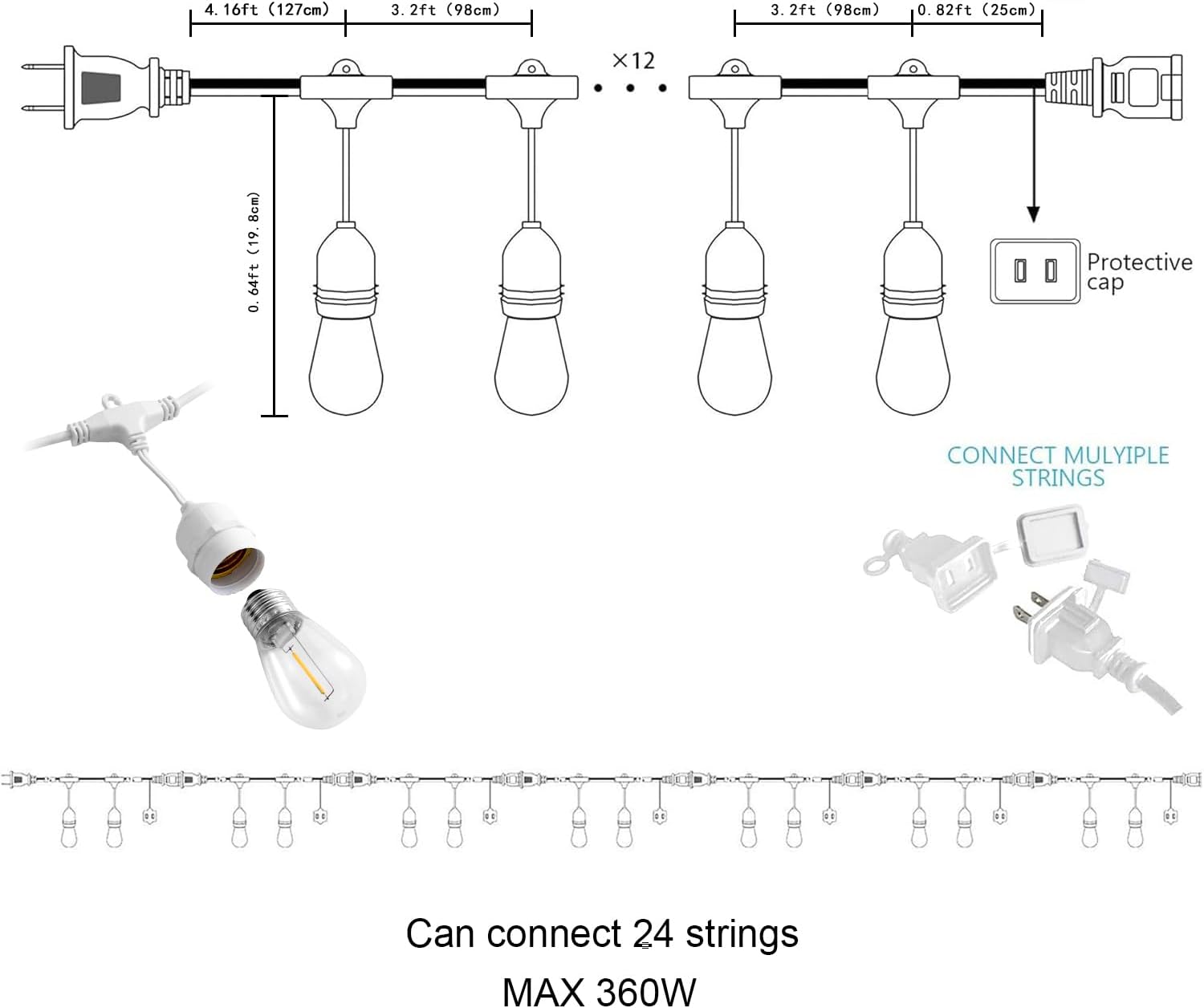 Dimmable Waterproof LED Party String Lights Review (White) - Image 4
