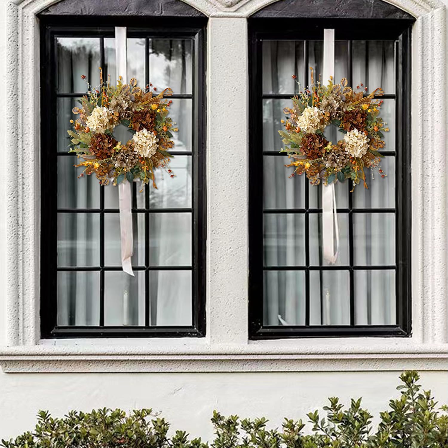 24" Rustic Fall Wreath Review: Hydrangea & Pumpkins for Autumn Front Door Decor - Image 5