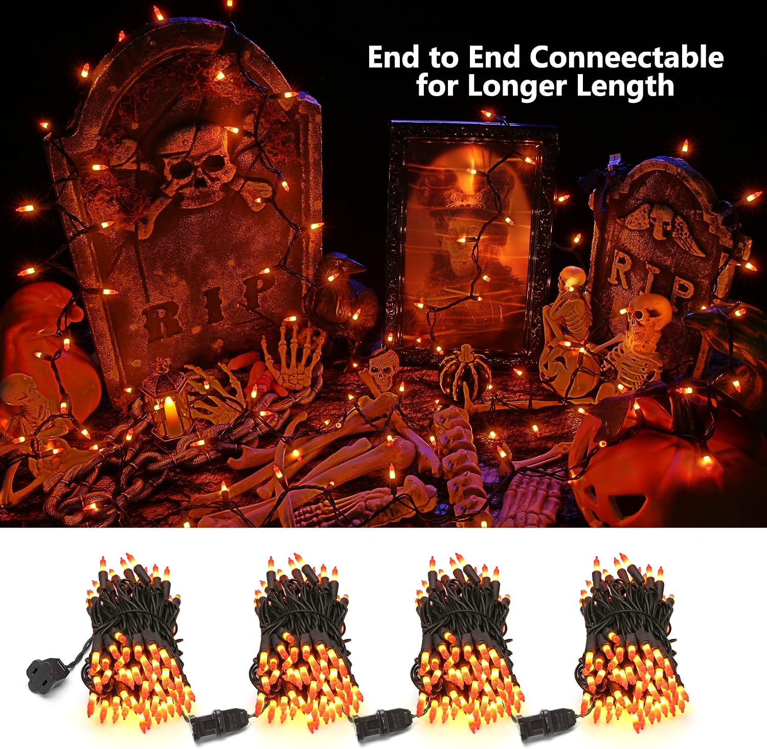 Waterproof UL Candy Corn 100 Mini Lights for Indoor/Outdoor Halloween & Fall - Image 4