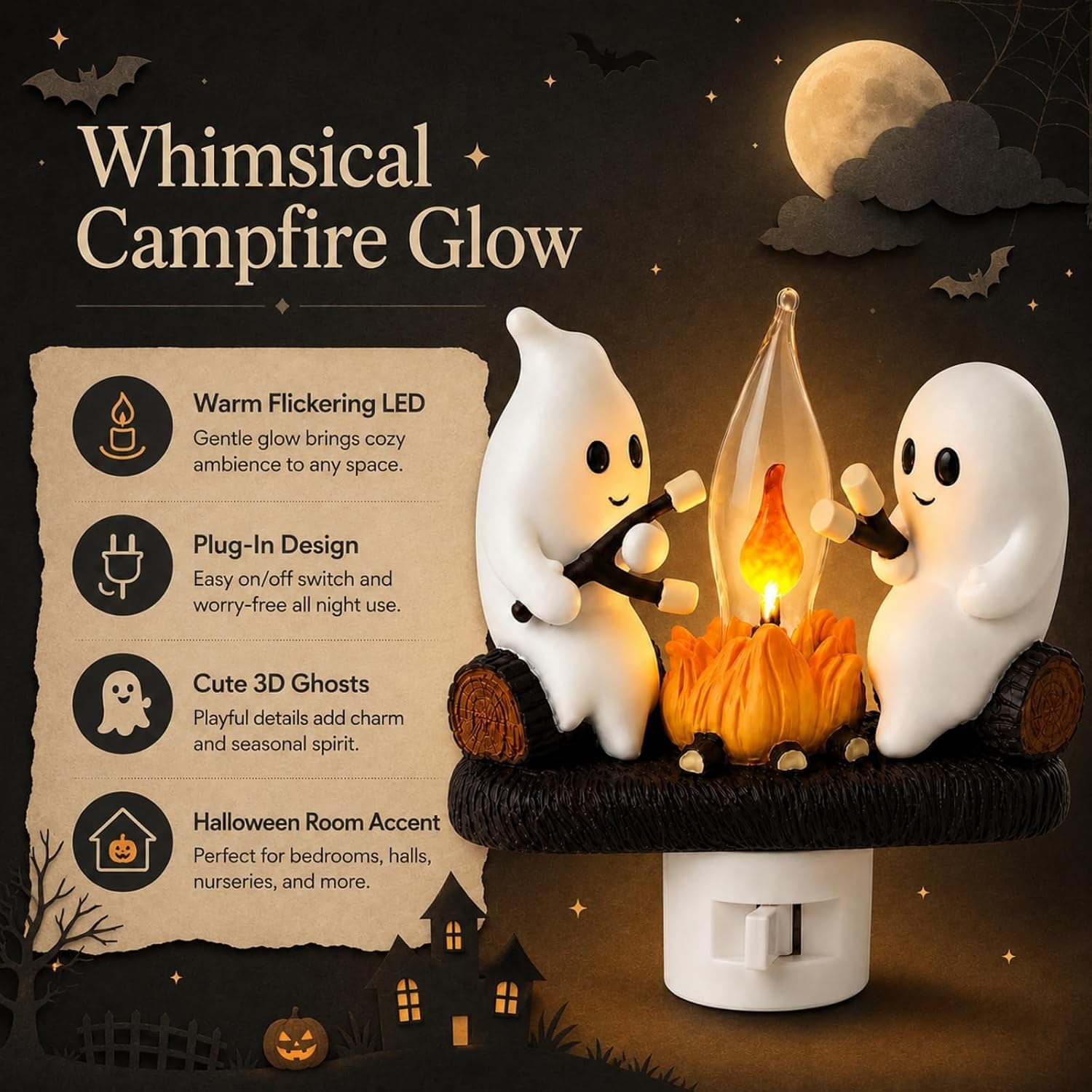 Spooky Ghost LED Night Lamp for Halloween Decor. - Image 2