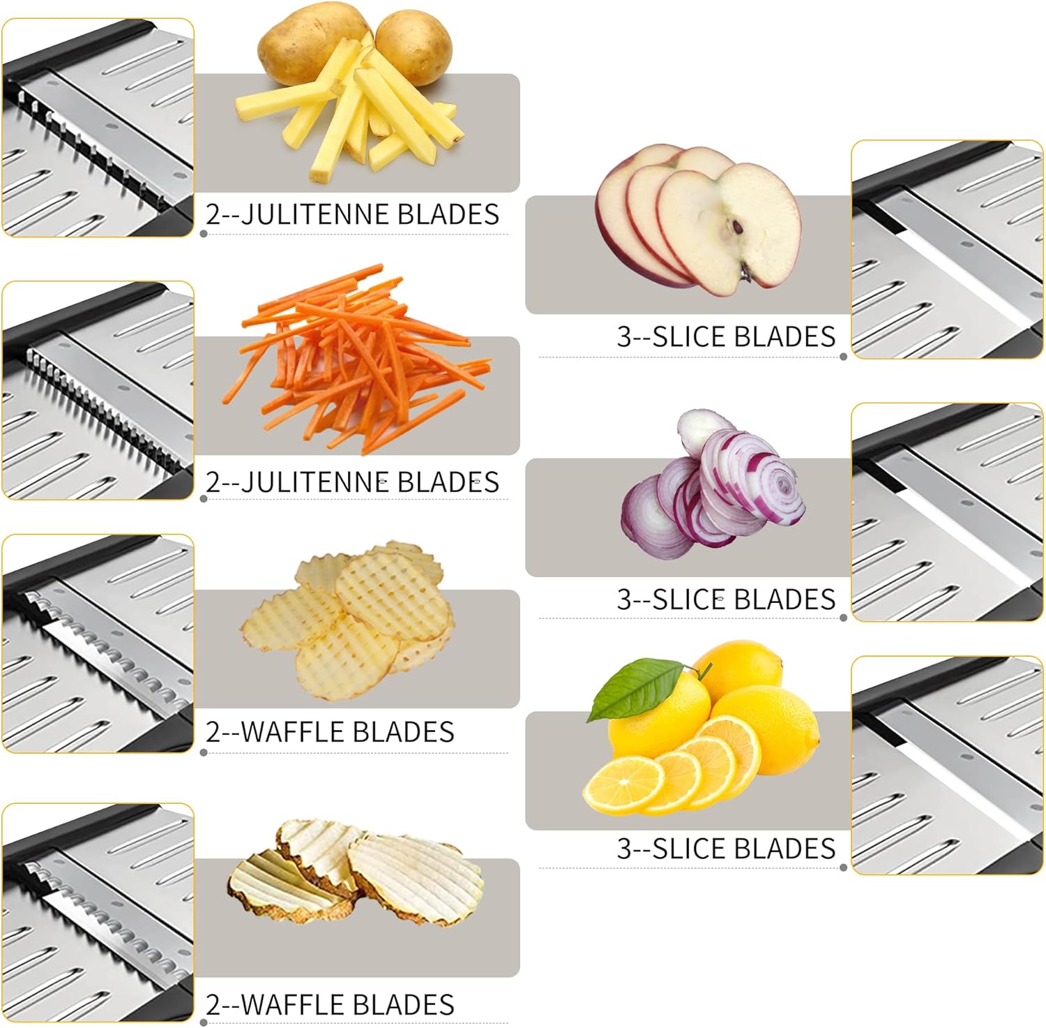 7-in-1 Adjustable SS Mandoline Slicer. Versatile cuts, gloves & brush included. - Image 3