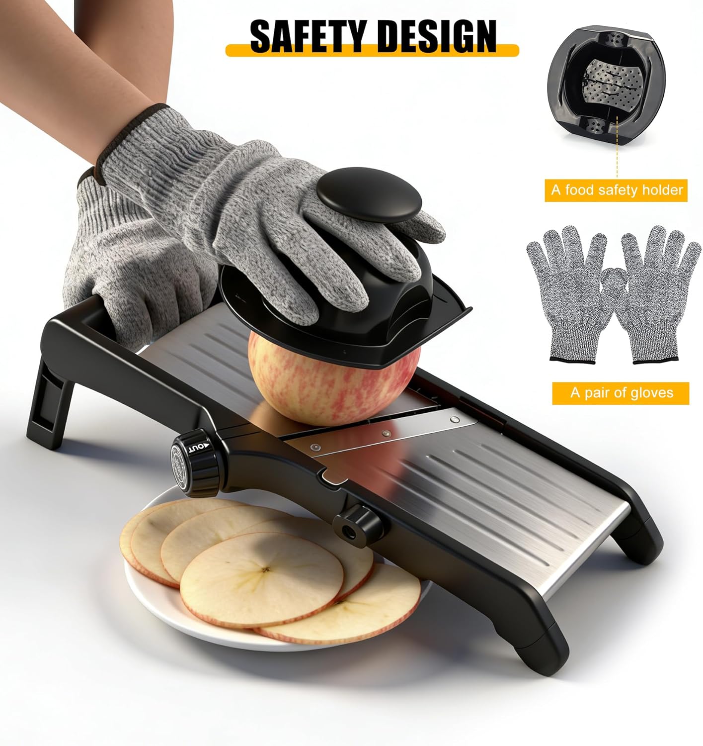 7-in-1 Adjustable SS Mandoline Slicer. Versatile cuts, gloves & brush included. - Image 6