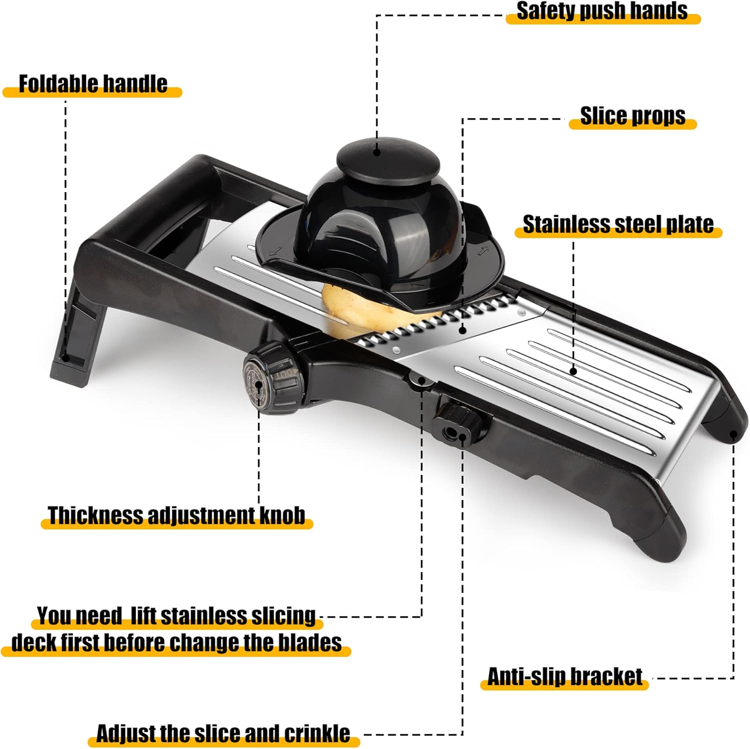 7-in-1 Adjustable SS Mandoline Slicer. Versatile cuts, gloves & brush included. - Image 7