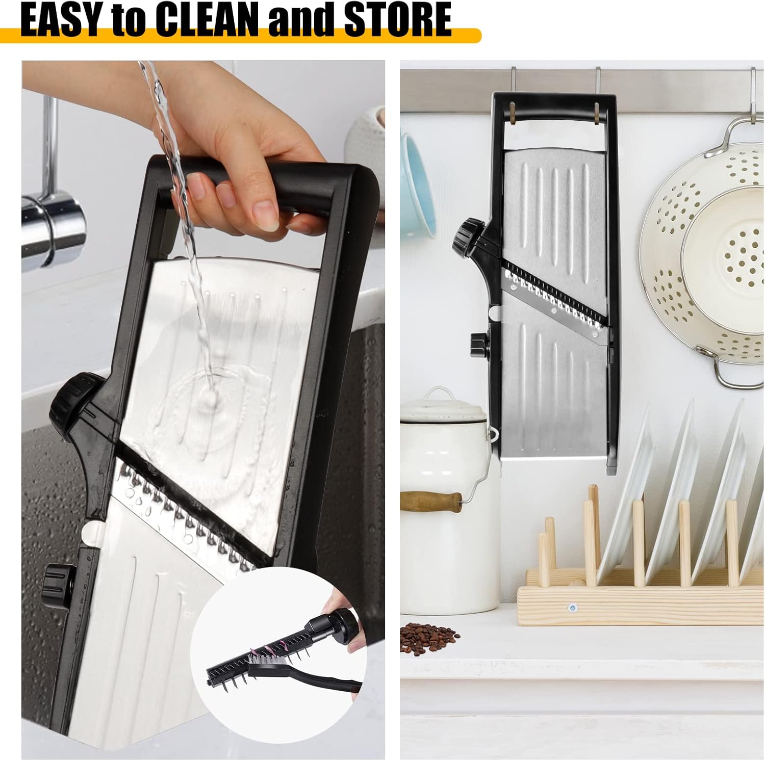 7-in-1 Adjustable SS Mandoline Slicer. Versatile cuts, gloves & brush included. - Image 9