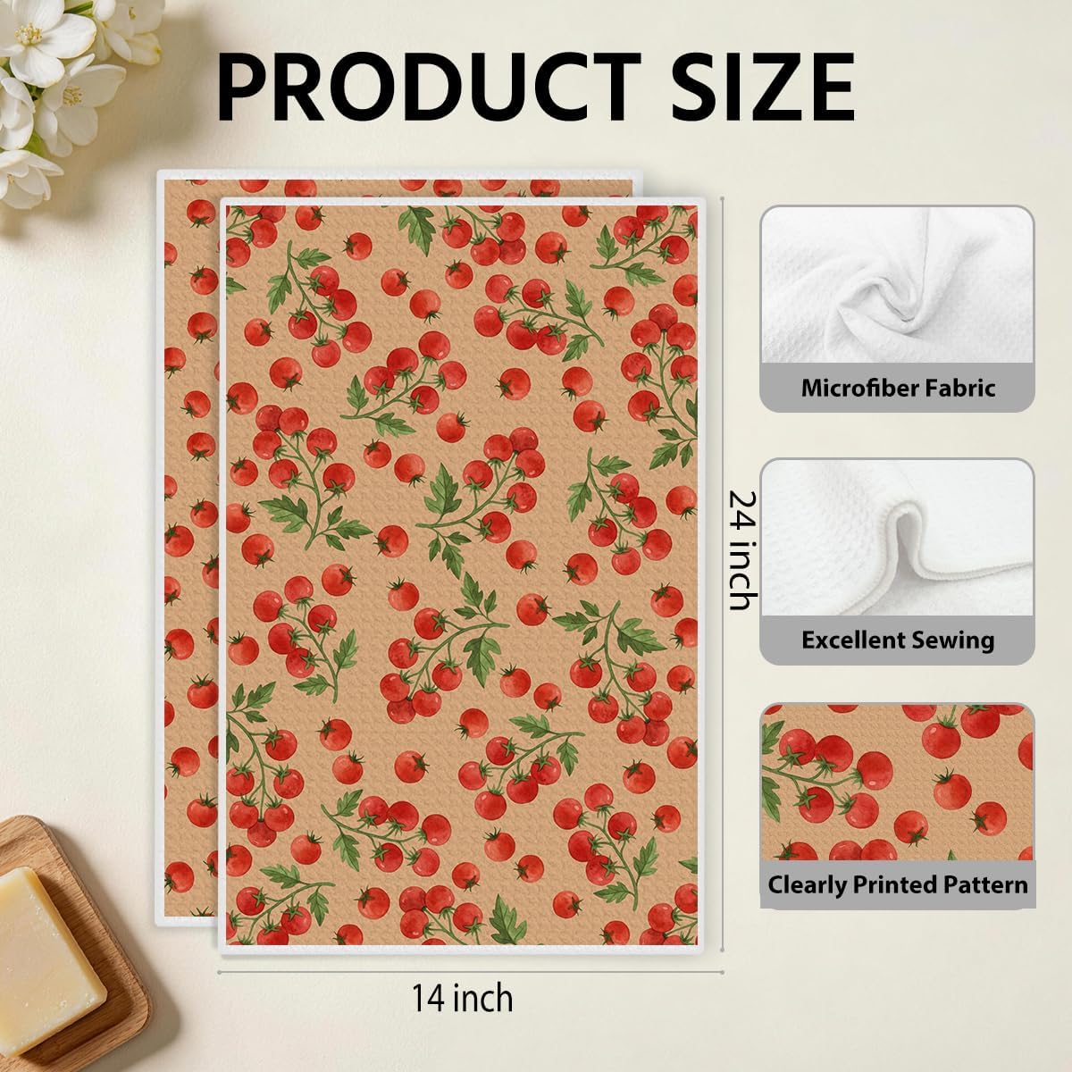 Tomato Kitchen Towels Review: 2-Pack Absorbent, Decorative 14x24 Set - Image 2