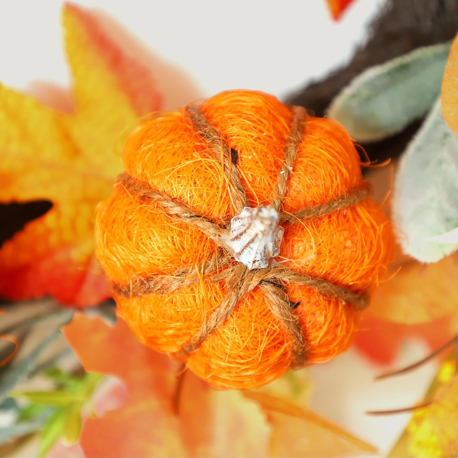 Review: 22" Rustic Fall Wreath with Orange Pumpkins & Berries for Front Door - Image 3
