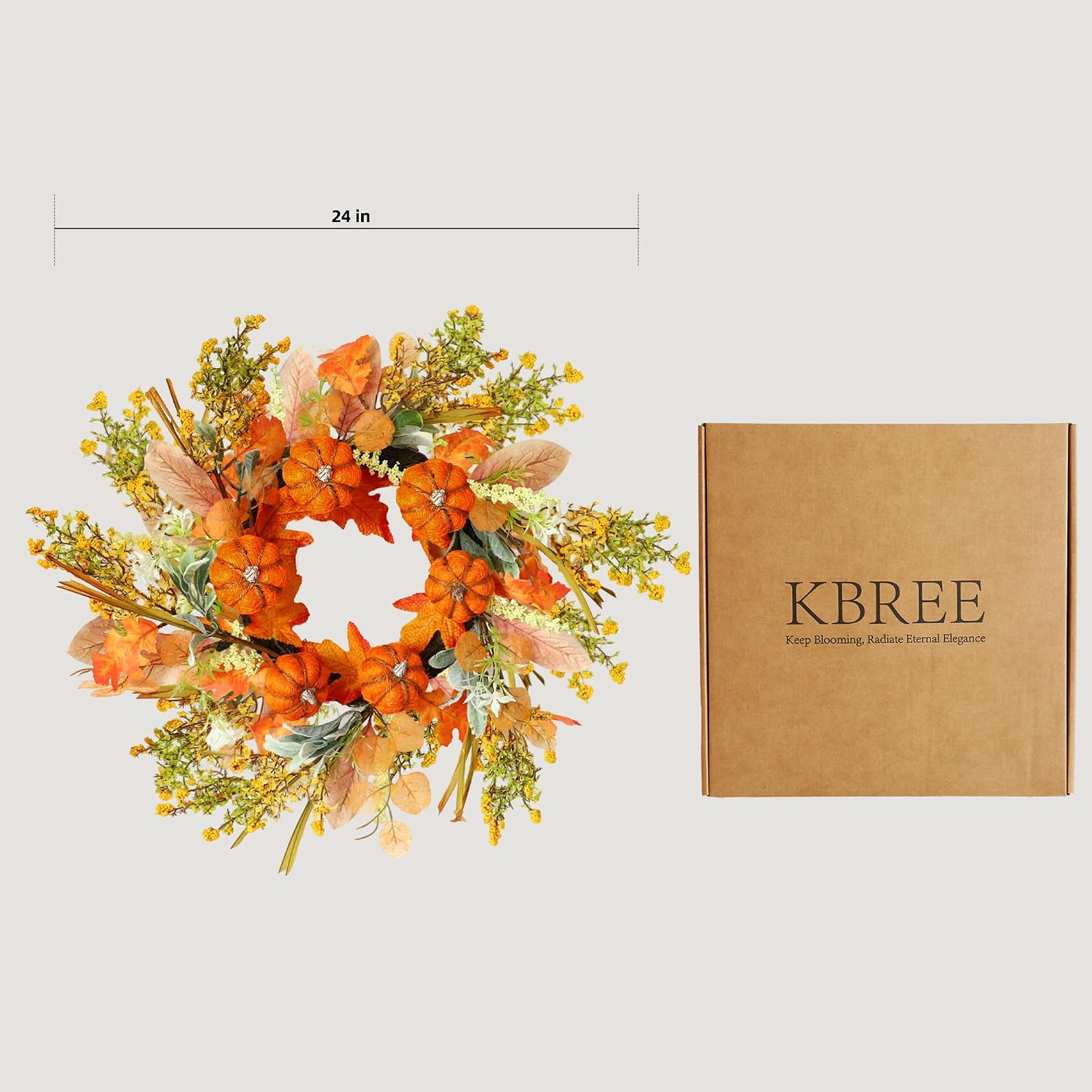Review: 22" Rustic Fall Wreath with Orange Pumpkins & Berries for Front Door - Image 6