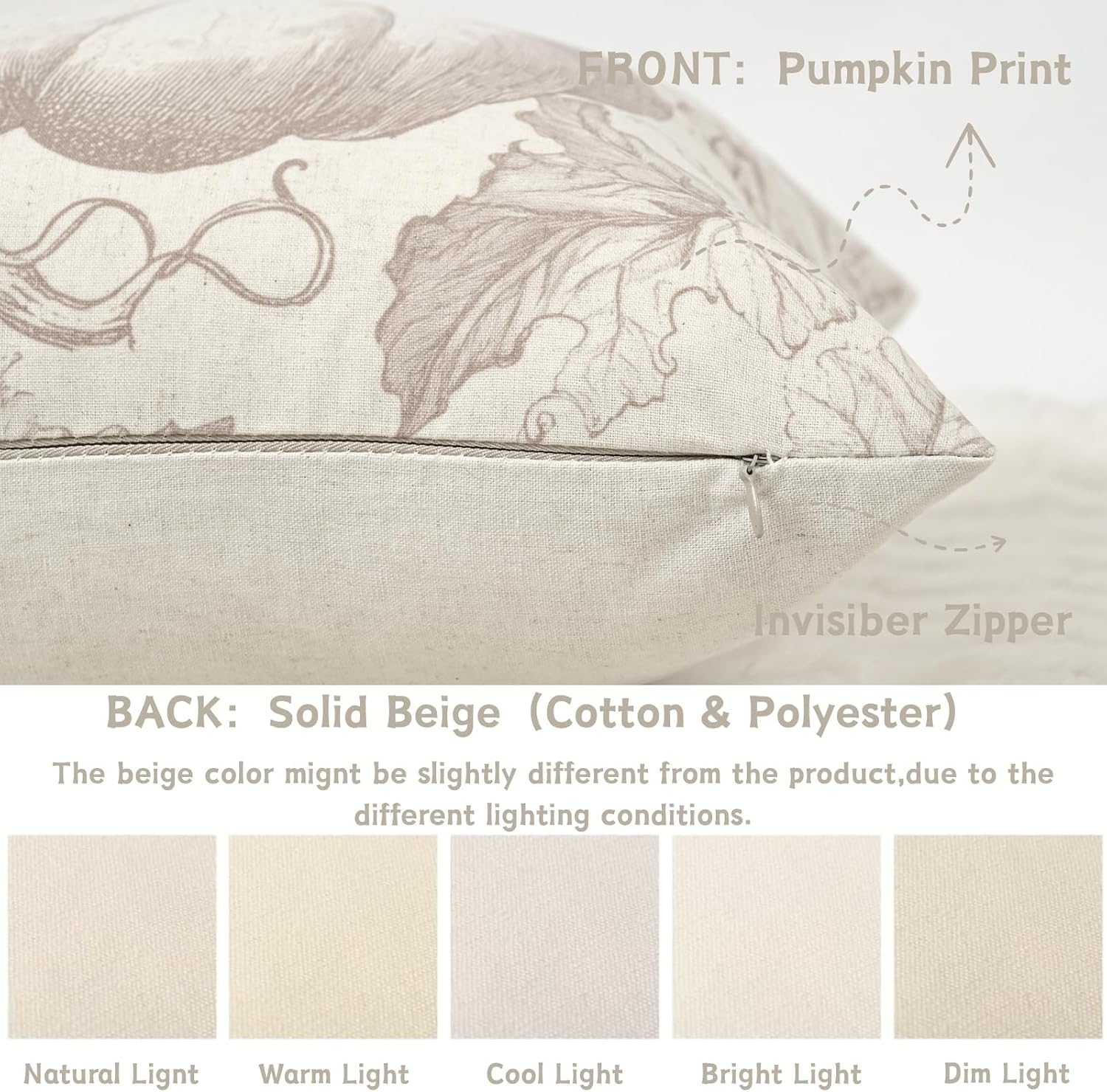 Review: 2 Beige Toile Fall Pumpkin Pillow Covers (18x18) - Image 5