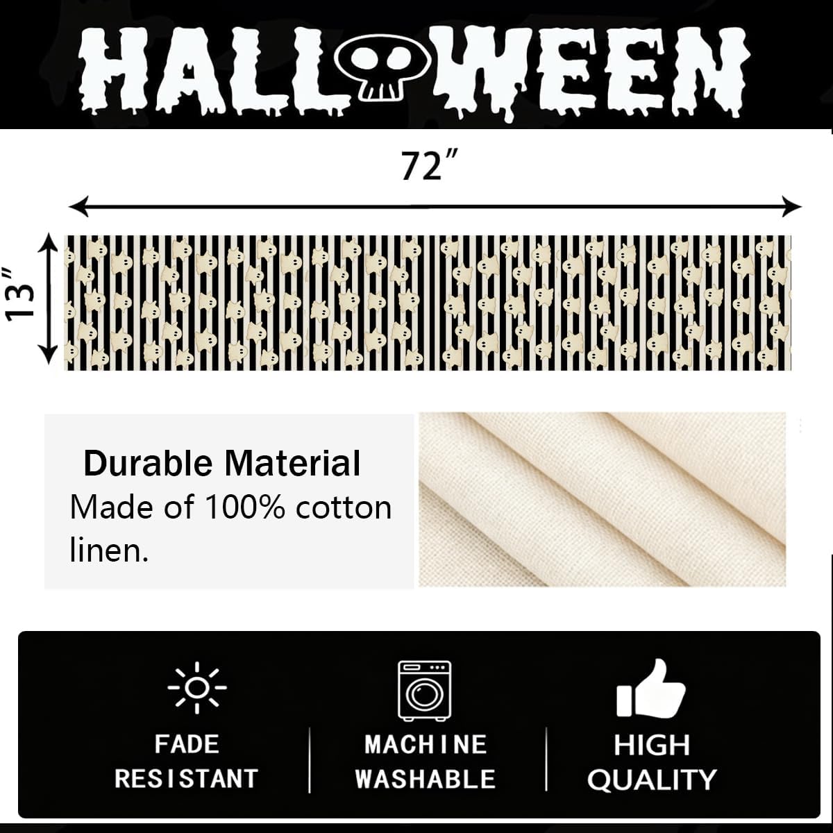 Review: Striped Ghost Fall Table Runner - Halloween & Thanksgiving Decor - Image 5