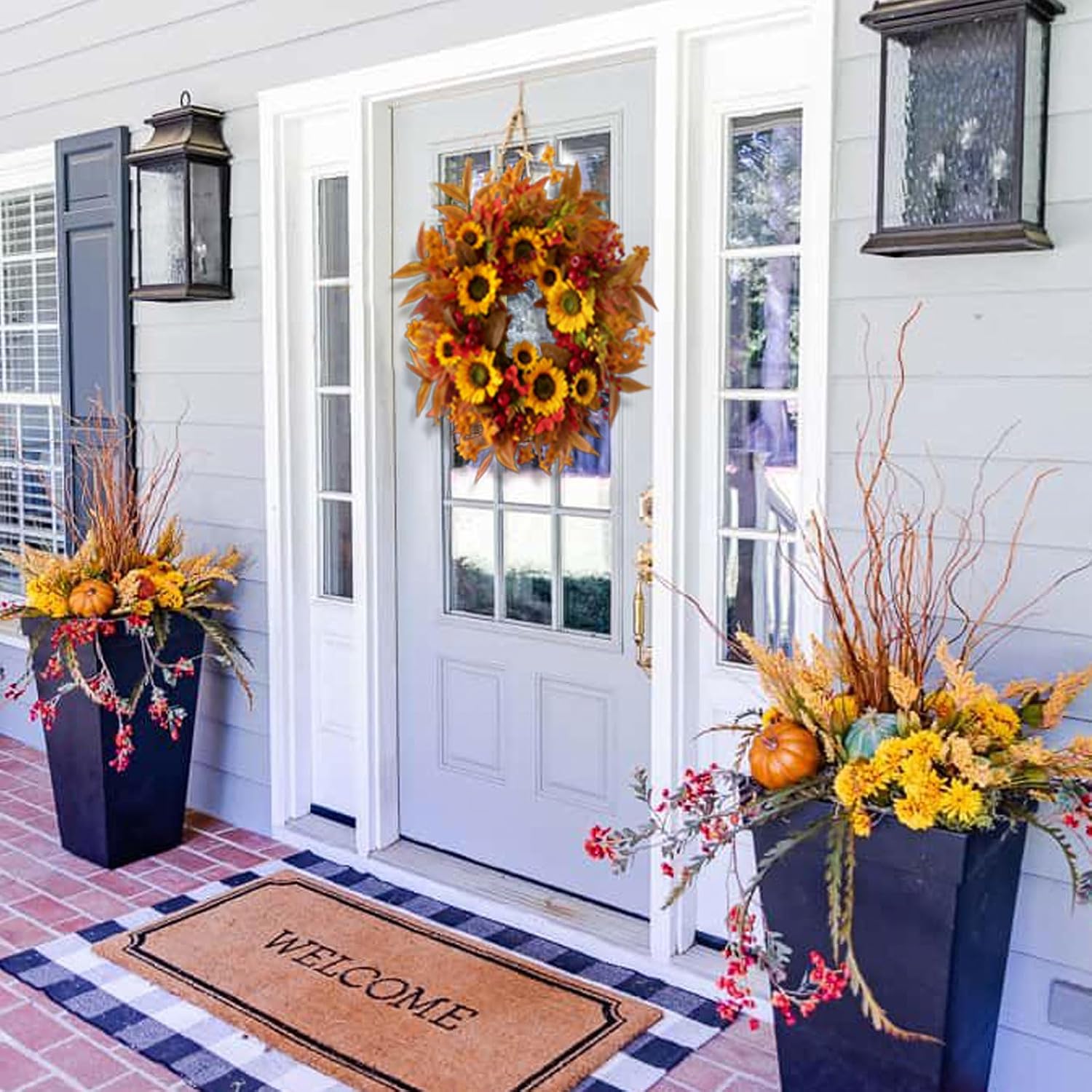 Front Door Fall Wreath Review: Weatherproof Artificial Sunflower Berry Decor - Image 5