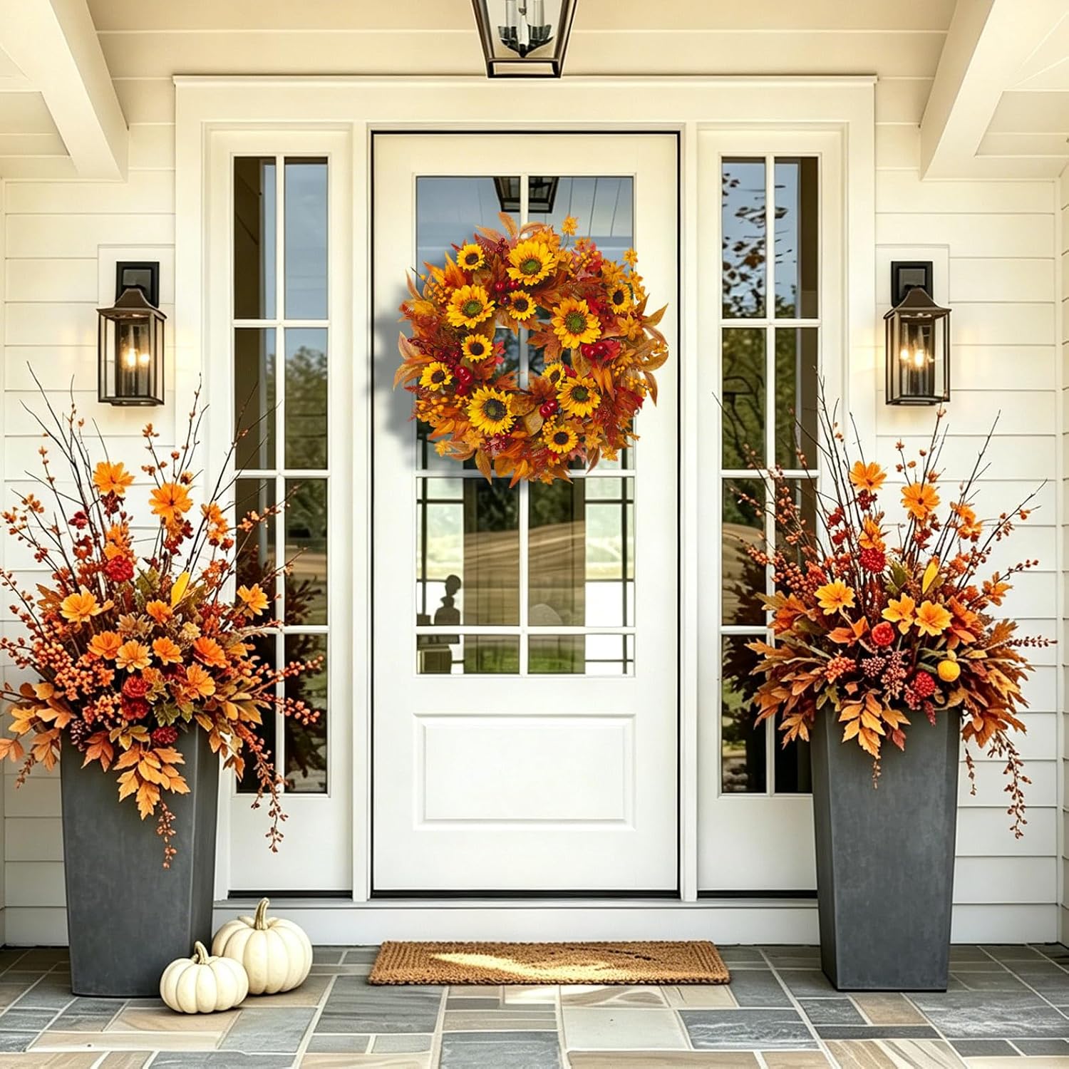 Front Door Fall Wreath Review: Weatherproof Artificial Sunflower Berry Decor - Image 7