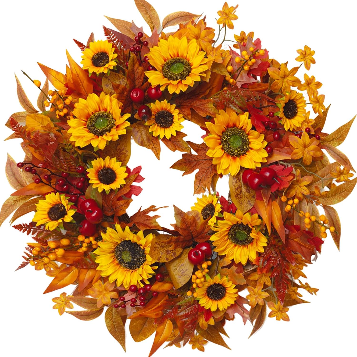 Front Door Fall Wreath Review: Weatherproof Artificial Sunflower Berry Decor - Image 8