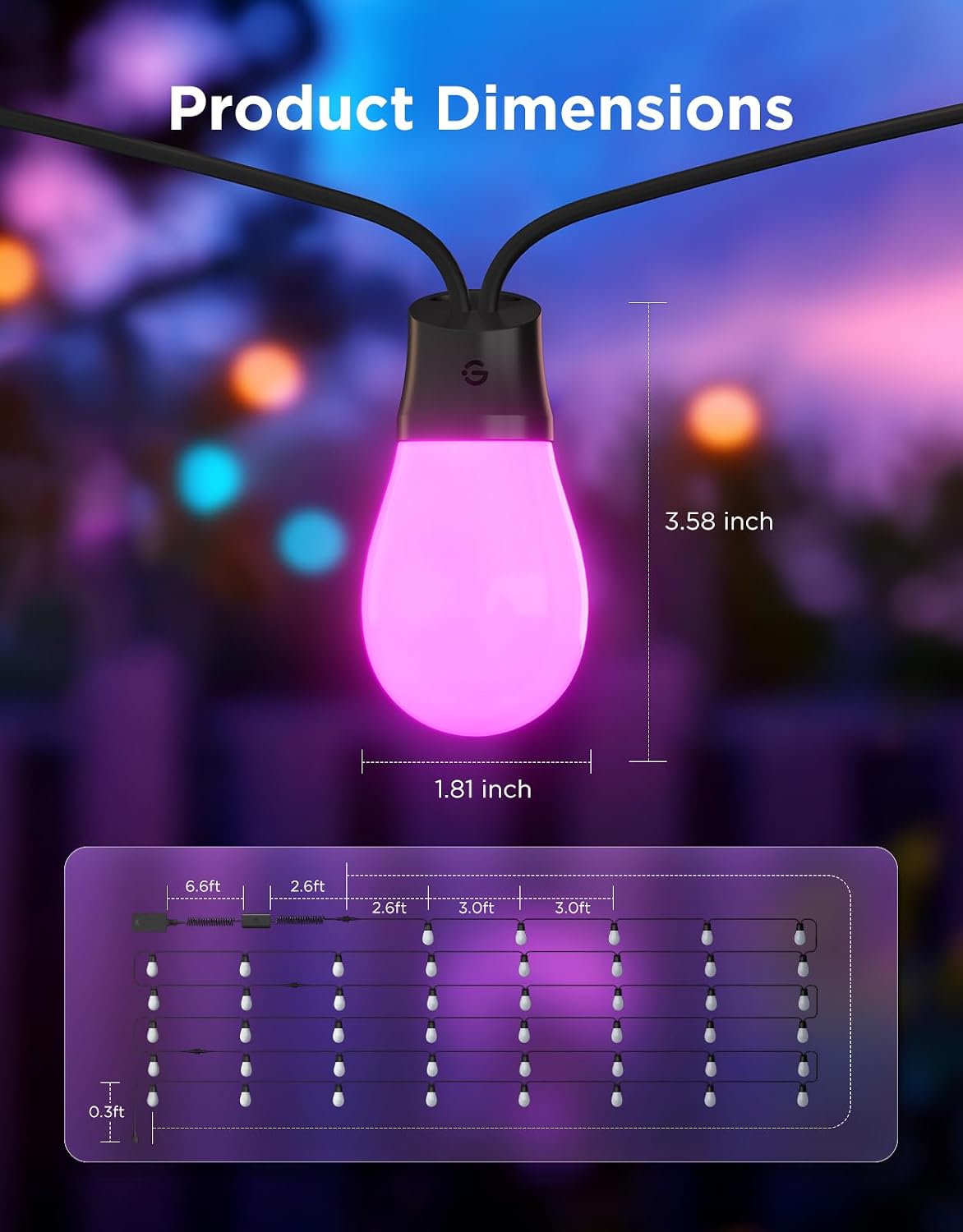 Govee S14 Smart RGBICWW Patio Lights Review - Image 5