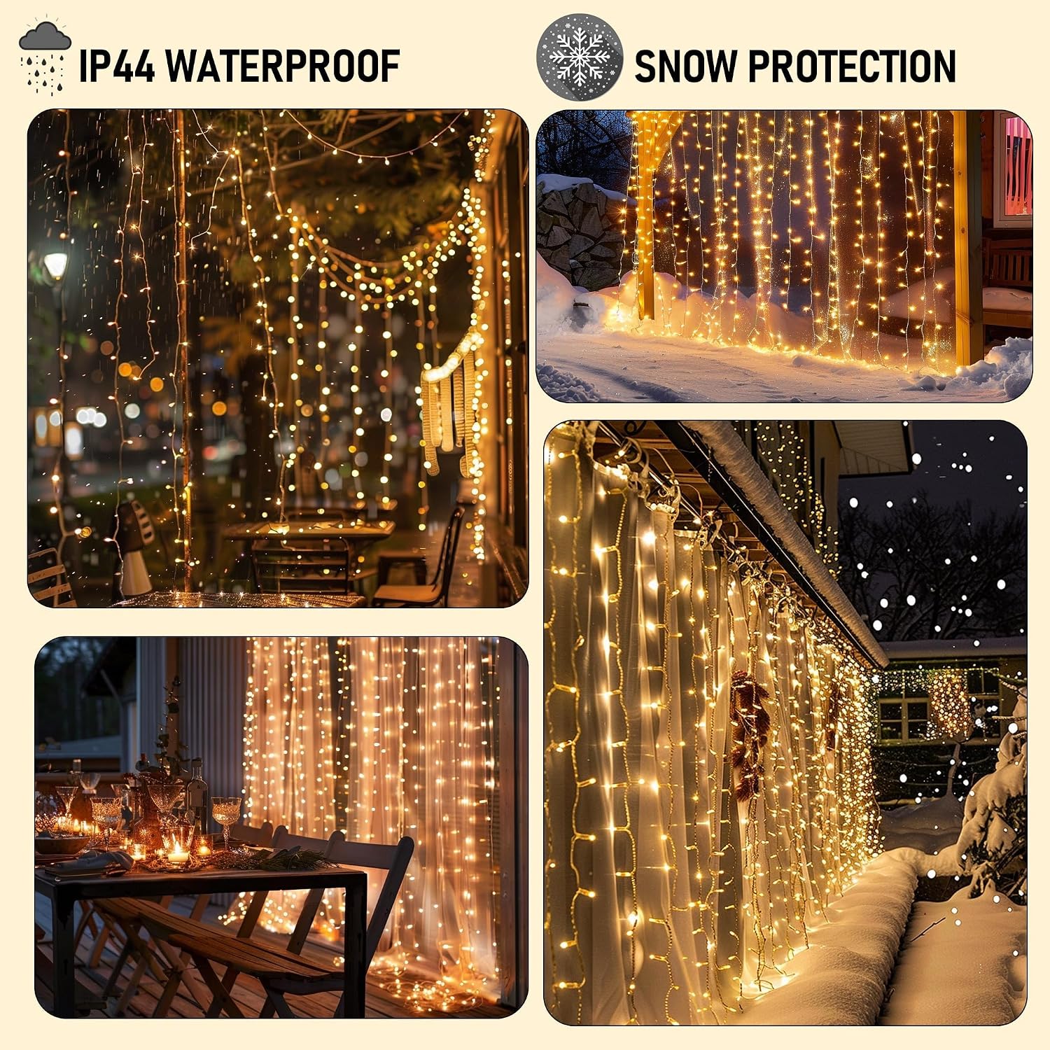 300 LED Warm White Plug-in Fairy Curtain Lights, Versatile Decor - Image 5