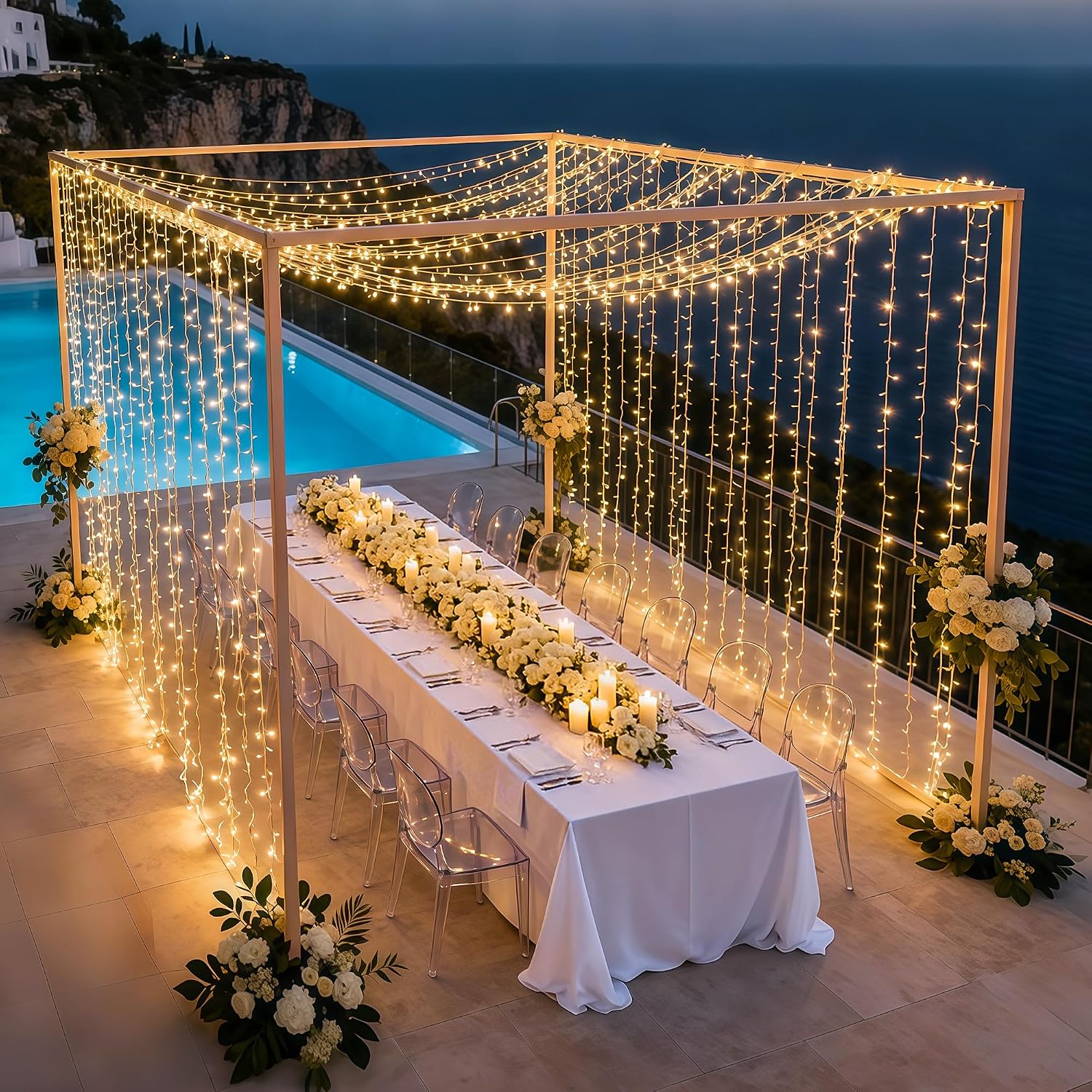 1000 LED Warm White Christmas Lights, Remote, Plug-in, Clear Wire, Indoor/Outdoor. - Image 3