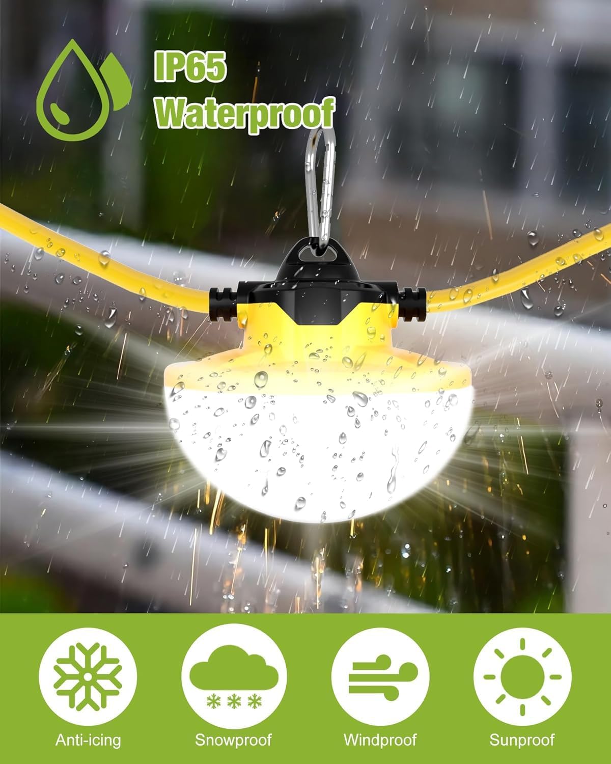 100FT LED Job Site String Lights: Super Bright, IP65 Waterproof - Image 4