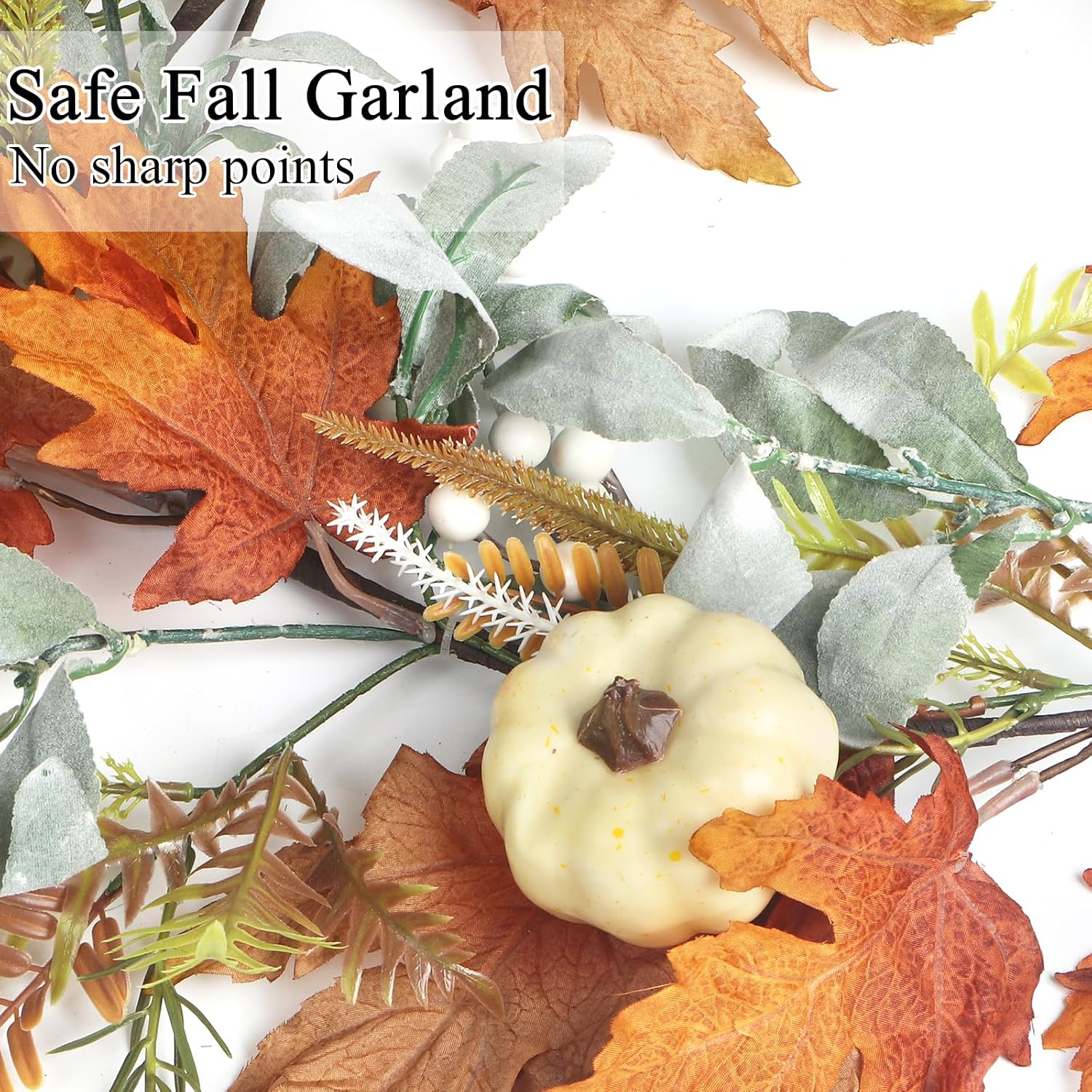 Autumn Farmhouse Mantle Garland: 6FT Pumpkins, Berries & Leaves Decor - Image 5